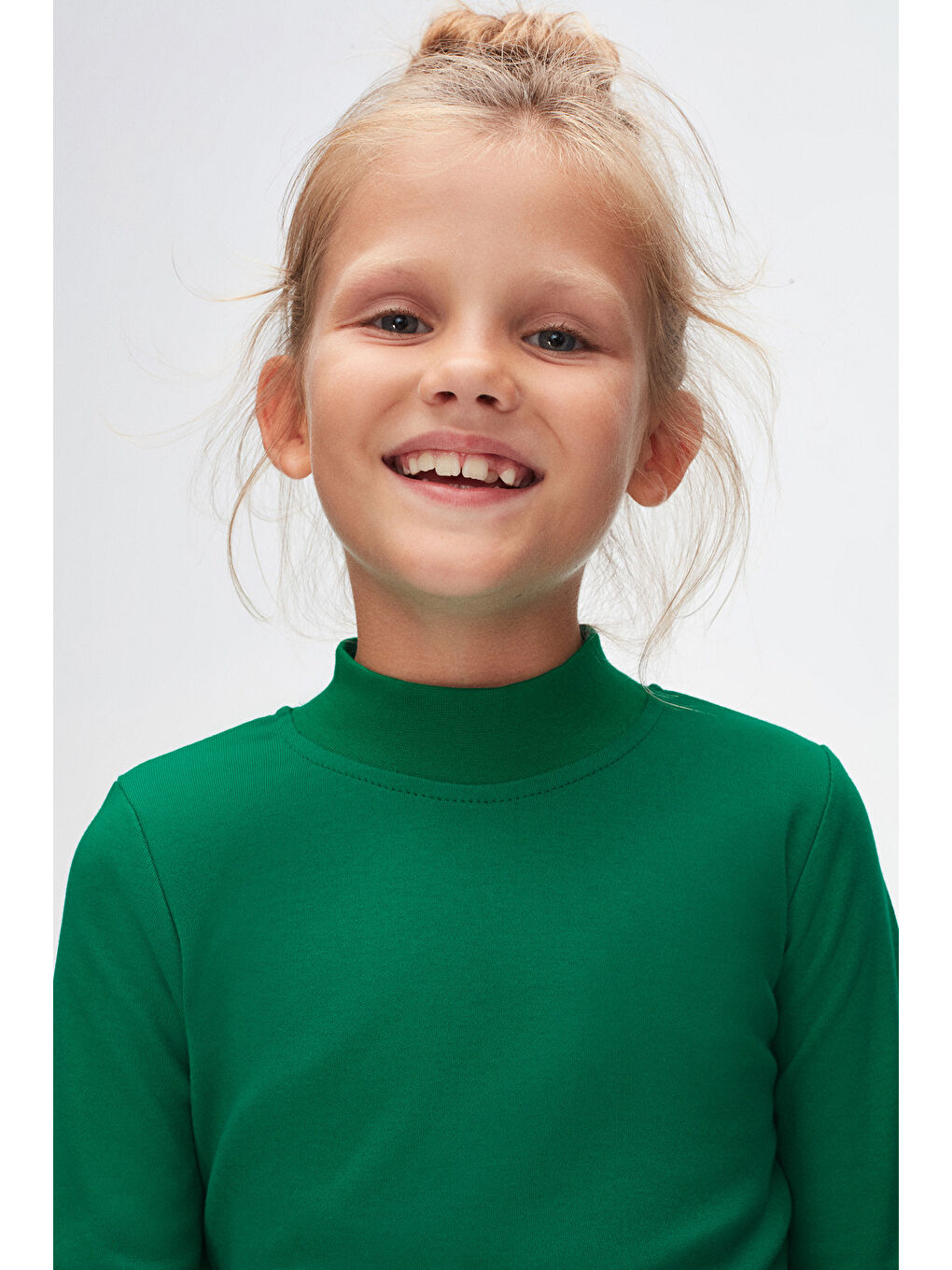 Yeşil Kız Çocuk Yarım Balıkçı Uzun Kol Tişört-2