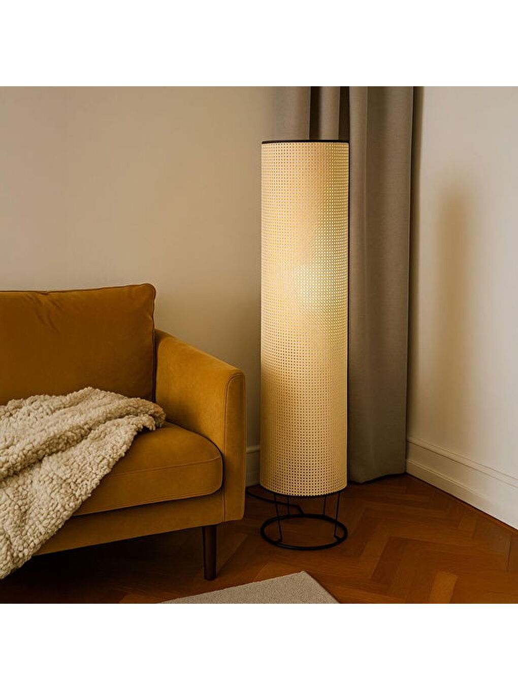 Evidea Ekru Lighting Menel Lambader - Krem / Siyah - 110x21x21 cm