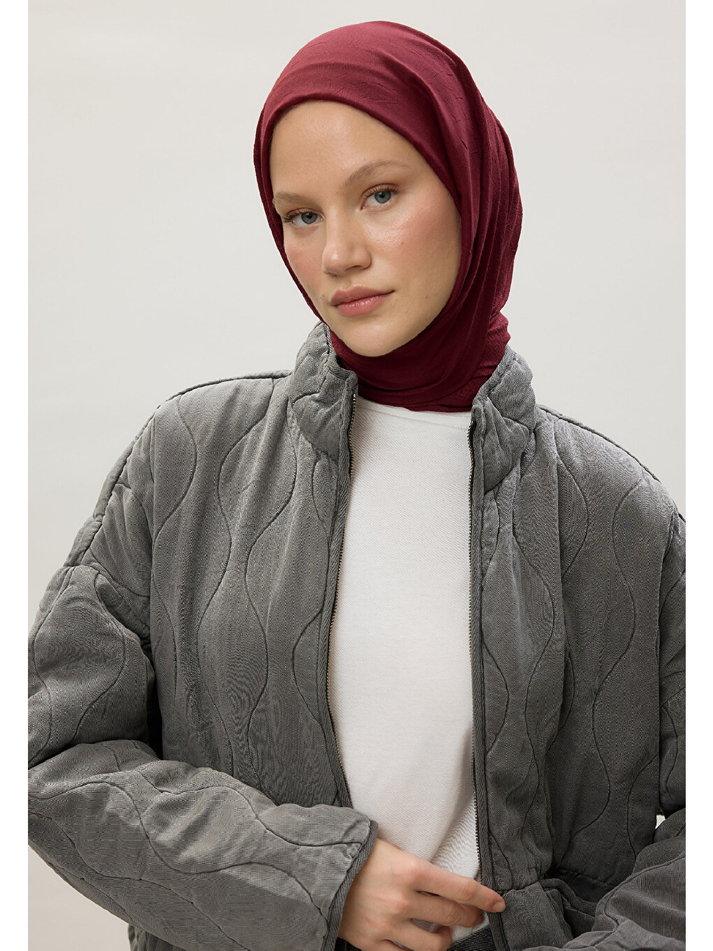 Bambu Şal Bordo-1