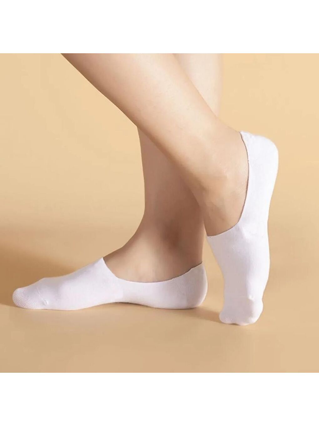 Beyaz Görünmez Babet Pamuklu  Çorap Unisex 6 Çift