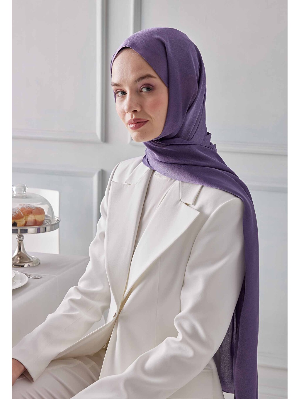 Lila Janjanlı Şal Lavanta-2