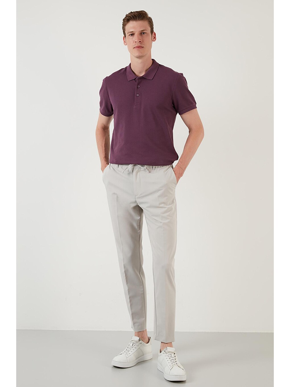 Mor % 100 Pamuk Düğmeli Regular Fit Polo Tişört 5902127-5