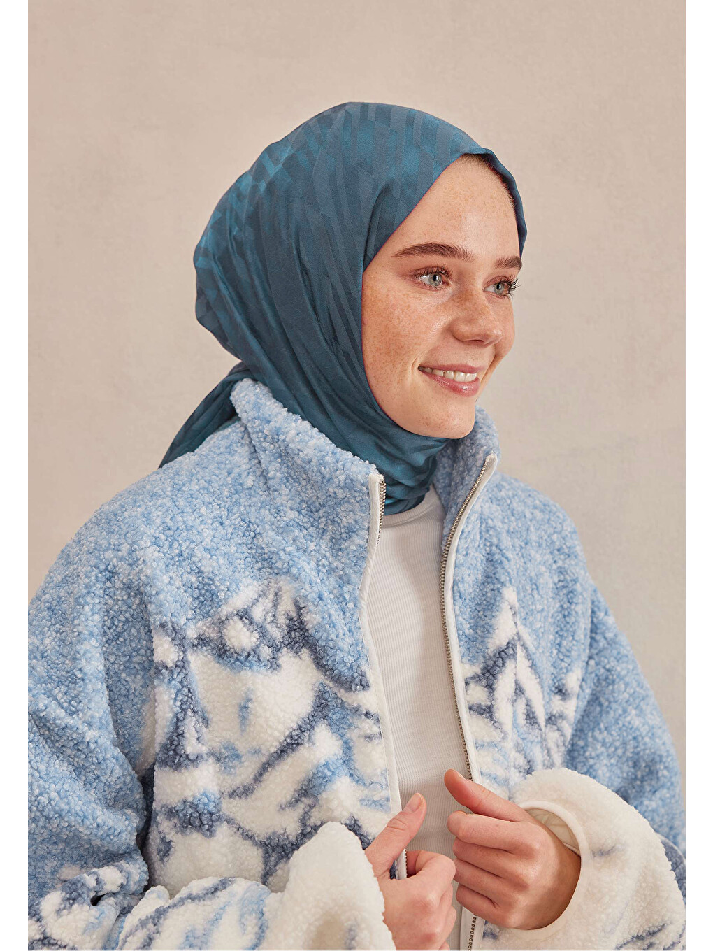 Dublın Jakarlı Şal Koyu Mavi-3