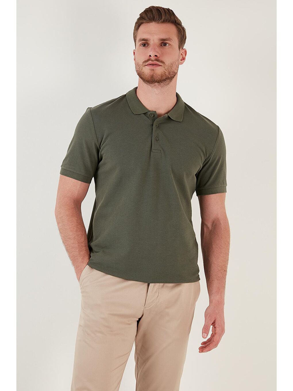 Buratti Haki % 100 Pamuk Düğmeli Regular Fit Polo T Shirt 5902127 - 6