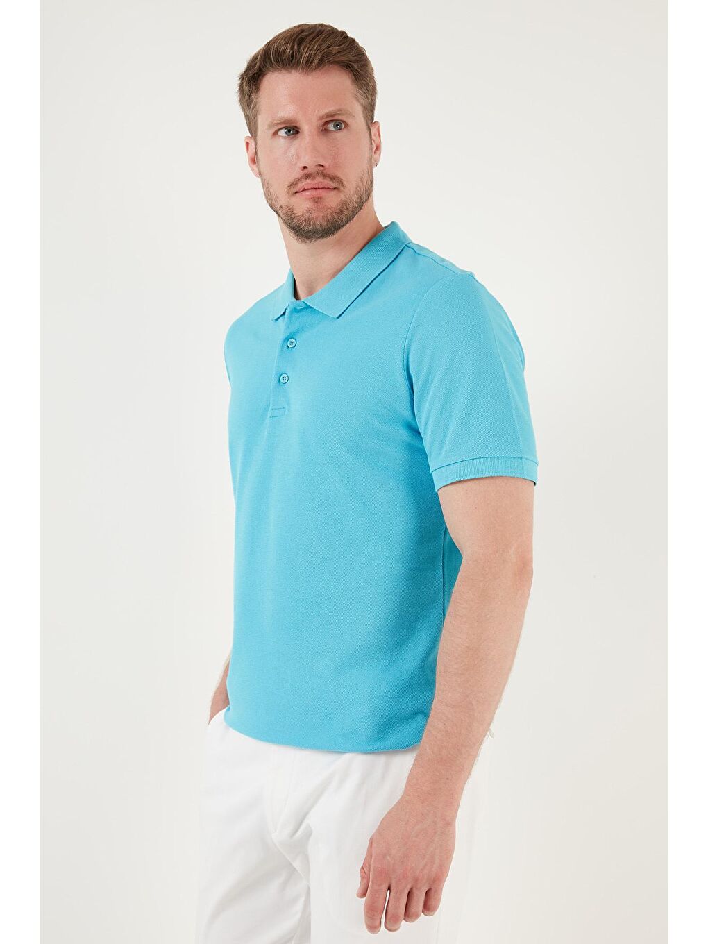 Turkuaz % 100 Pamuk Düğmeli Regular Fit Polo Tişört 5902127-1