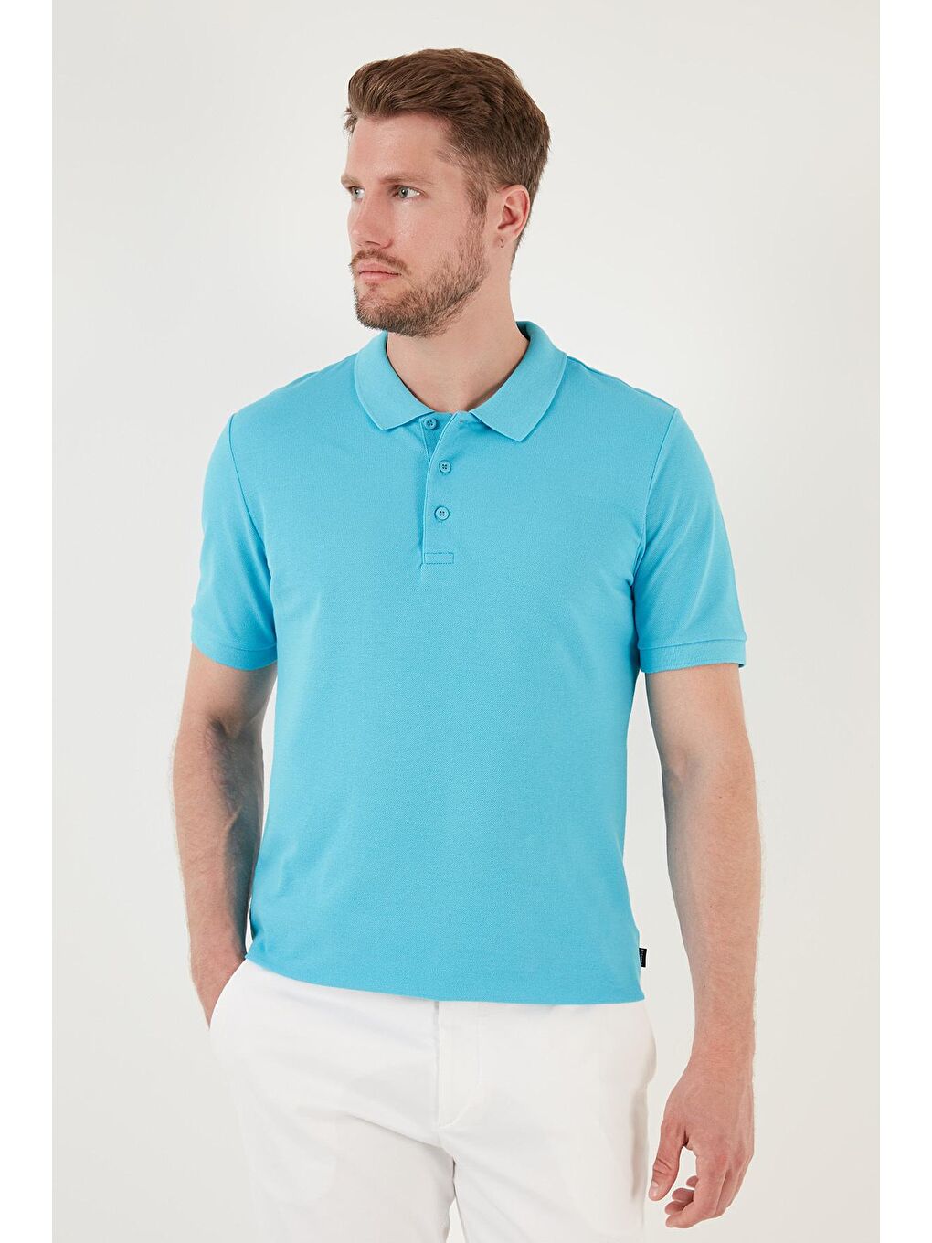 Turkuaz % 100 Pamuk Düğmeli Regular Fit Polo Tişört 5902127-2