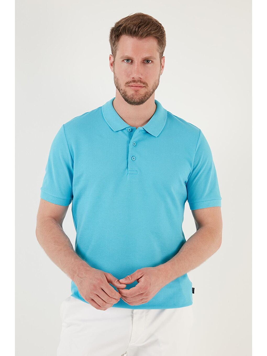 Turkuaz % 100 Pamuk Düğmeli Regular Fit Polo Tişört 5902127-3
