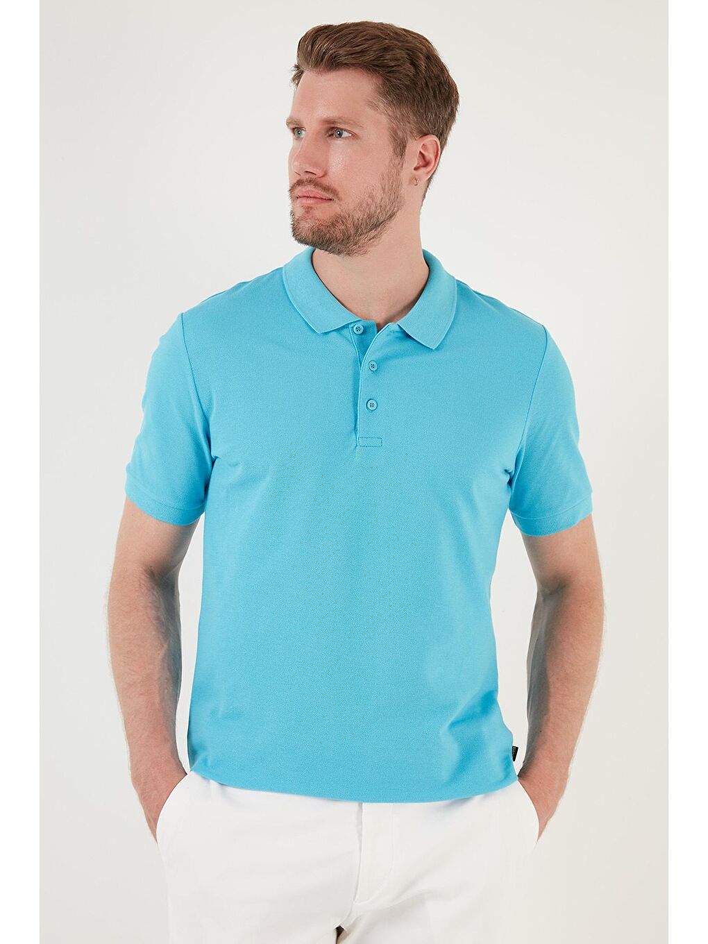 Turkuaz % 100 Pamuk Düğmeli Regular Fit Polo Tişört 5902127-4