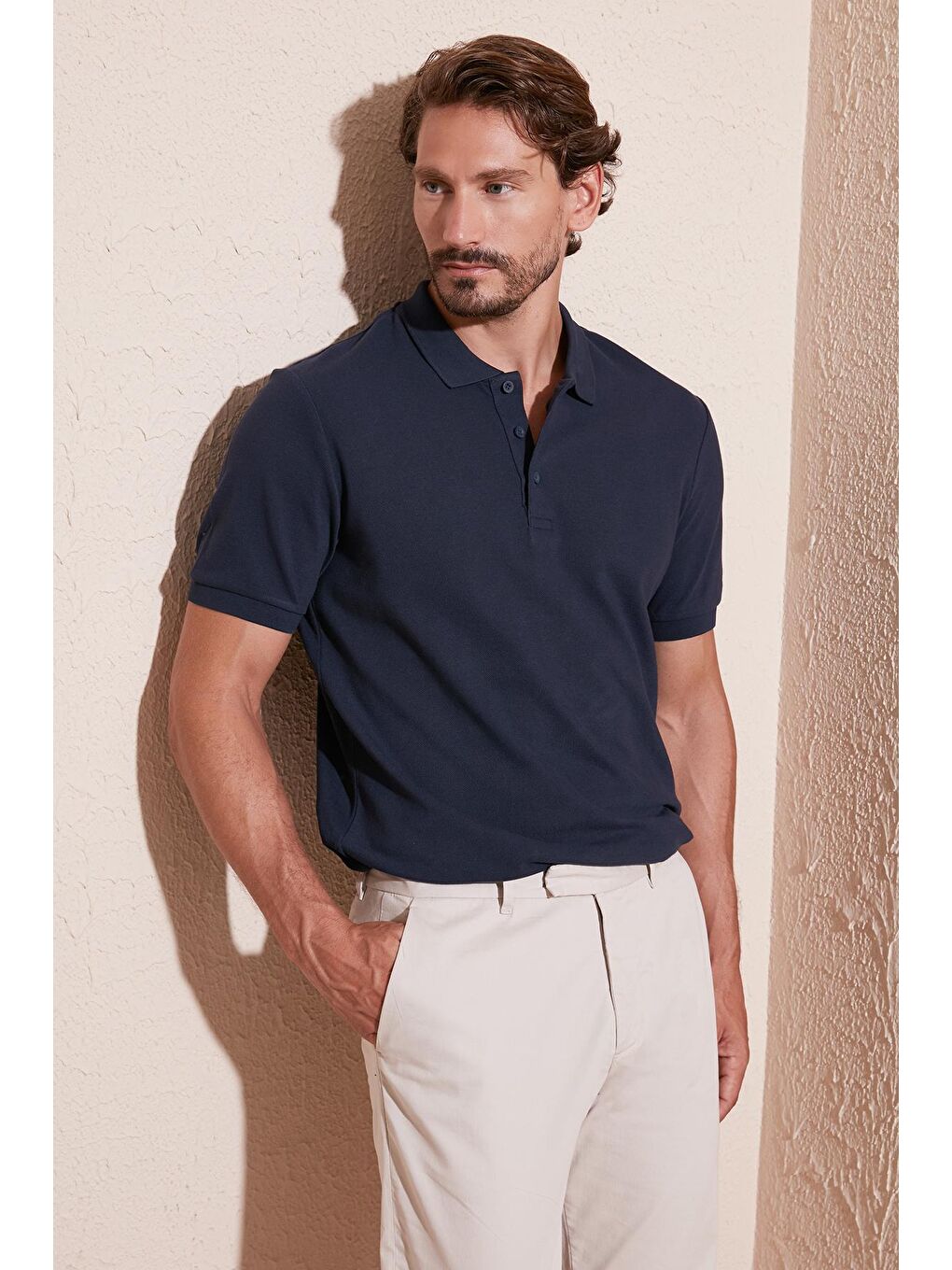 Lacivert % 100 Pamuk Düğmeli Regular Fit Polo T Shirt 5902127