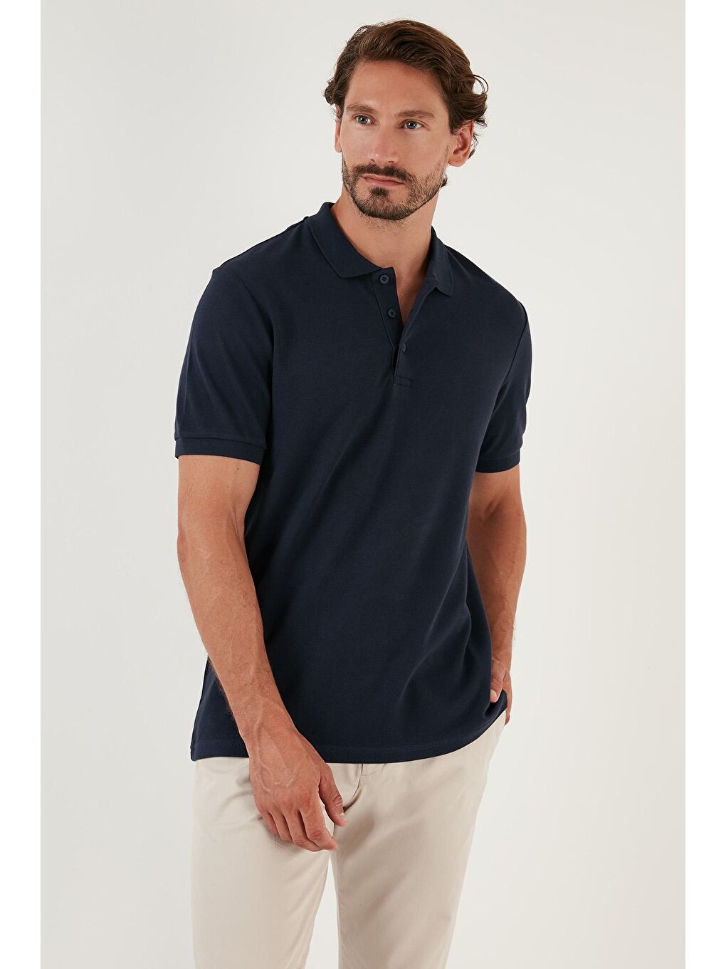 Lacivert % 100 Pamuk Düğmeli Regular Fit Polo T Shirt 5902127-3