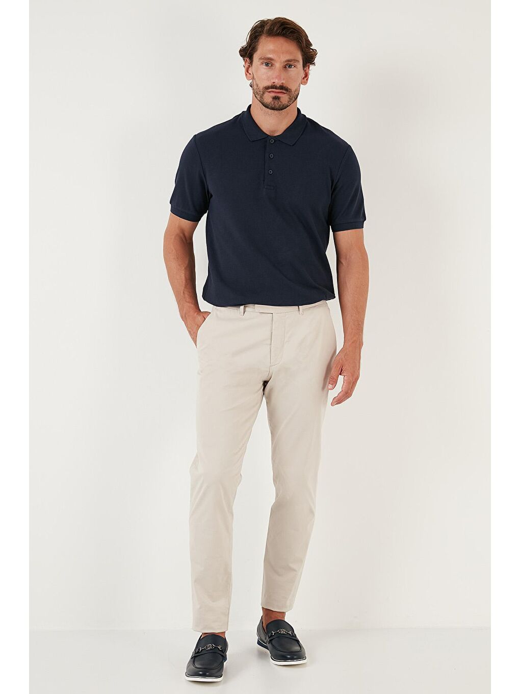 Lacivert % 100 Pamuk Düğmeli Regular Fit Polo T Shirt 5902127-4