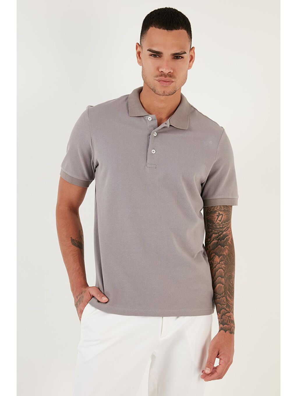 Buratti Gri % 100 Pamuk Düğmeli Regular Fit Polo T Shirt 5902127 - 4