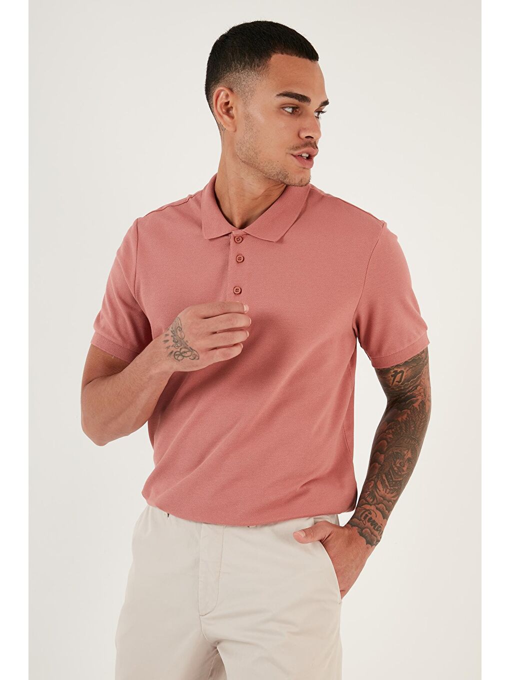 Buratti Pembe % 100 Pamuk Düğmeli Regular Fit Polo T Shirt 5902127 - 3