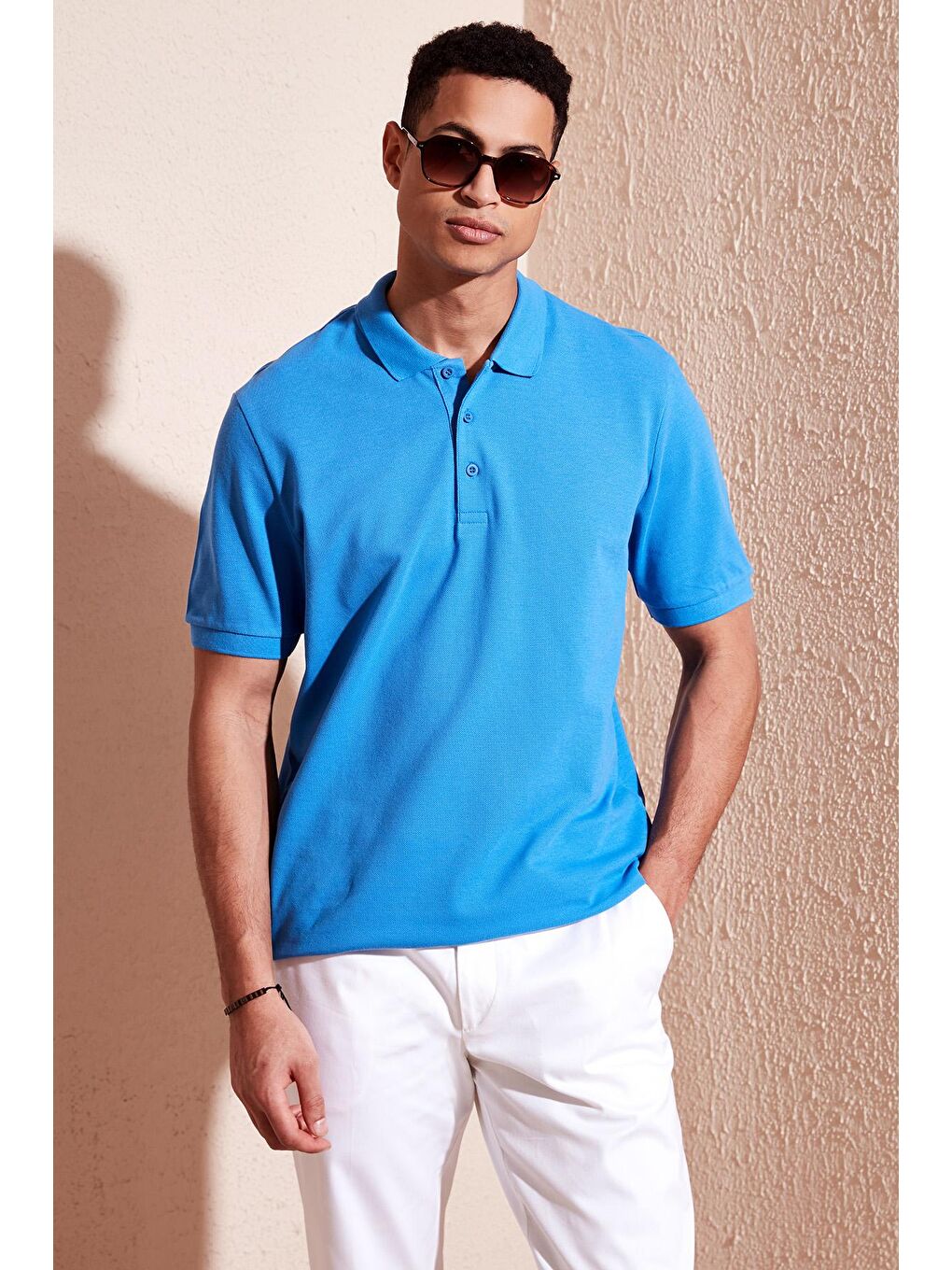 Buratti Mavi % 100 Pamuk Regular Fit Düğmeli Polo Yaka T Shirt 5902127