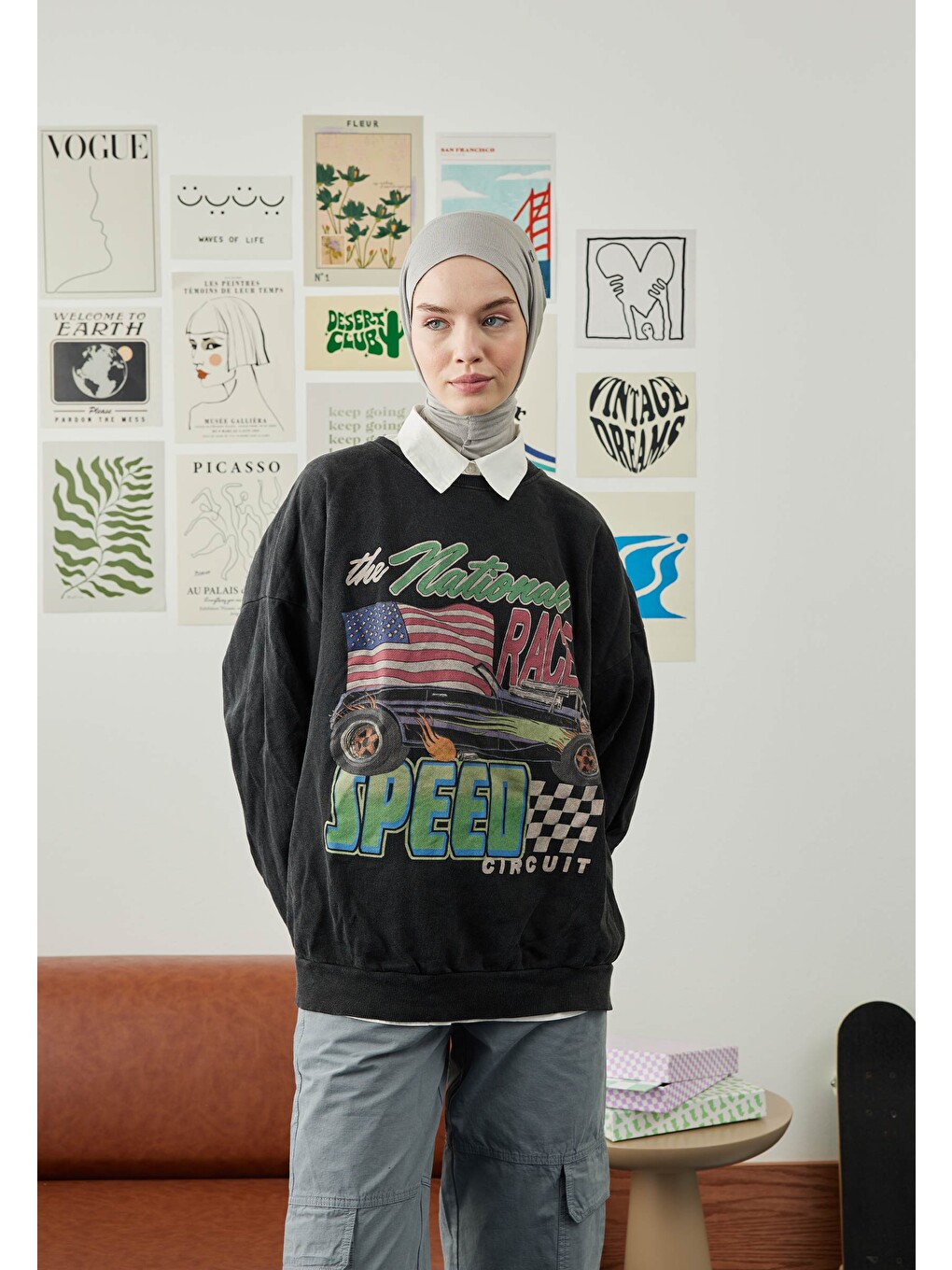 Gri Athletic Hijab Gümüş-1