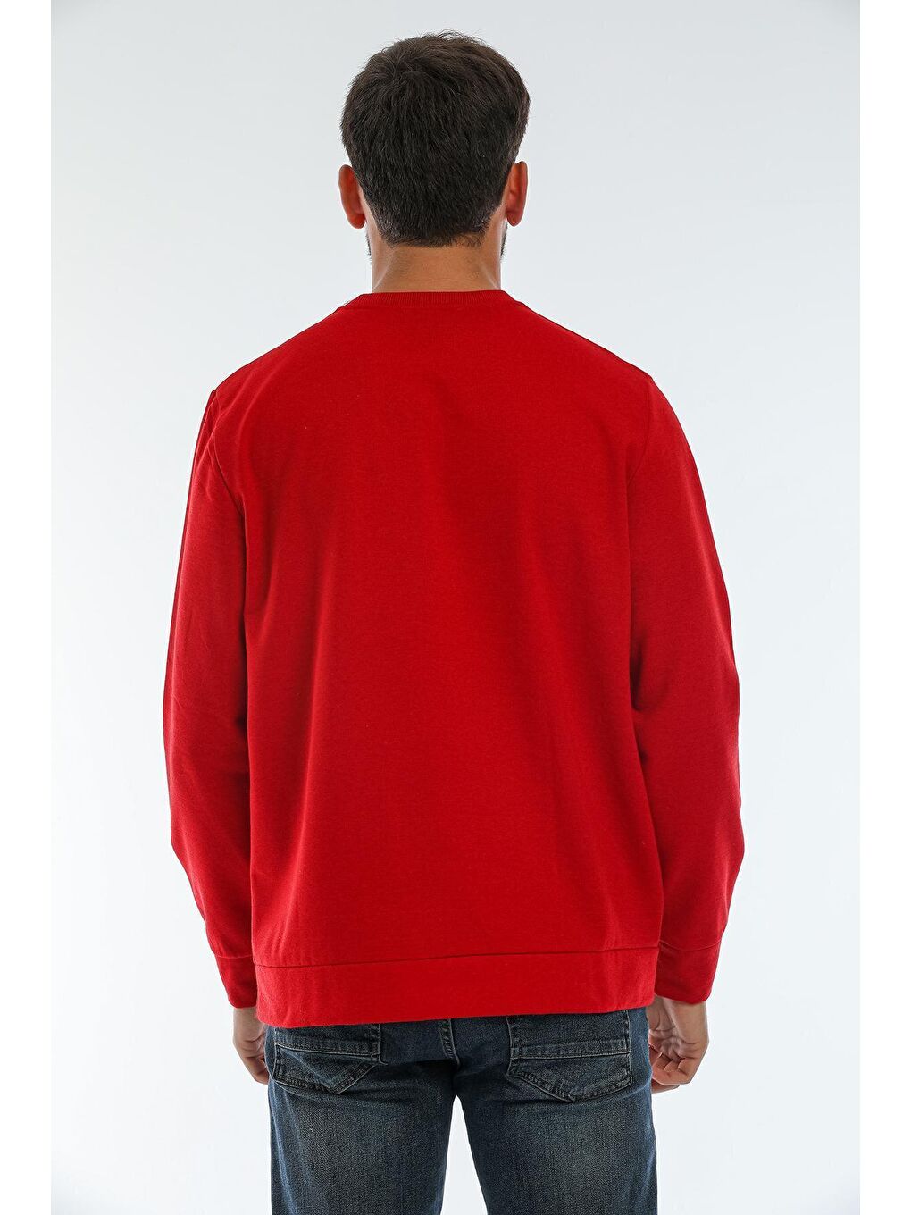 Kırmızı Erkek Bisiklet Yaka Regular Fit Brooklyn Baskılı İnce Sweatshirt SPR22SW132-4