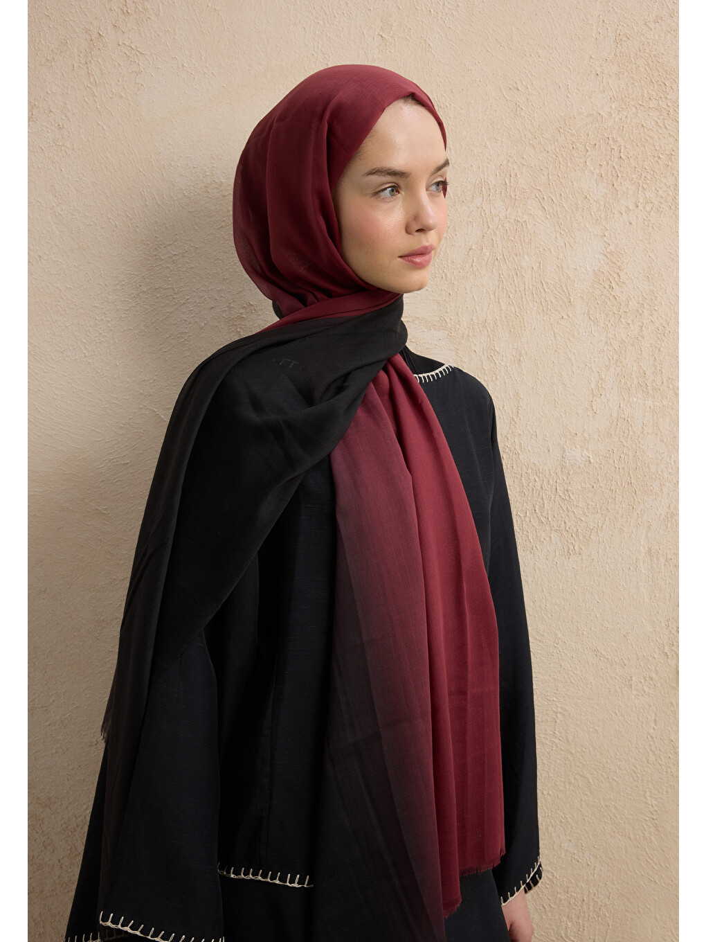 Modal Degrade Şal Siyah-Bordo