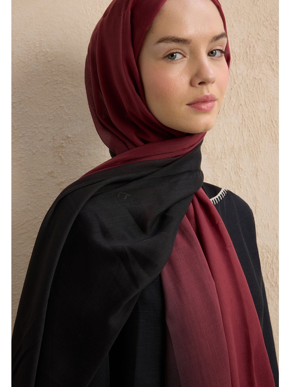 Modal Degrade Şal Siyah-Bordo-2