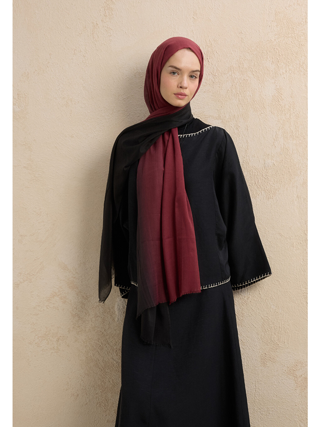 Modal Degrade Şal Siyah-Bordo-3