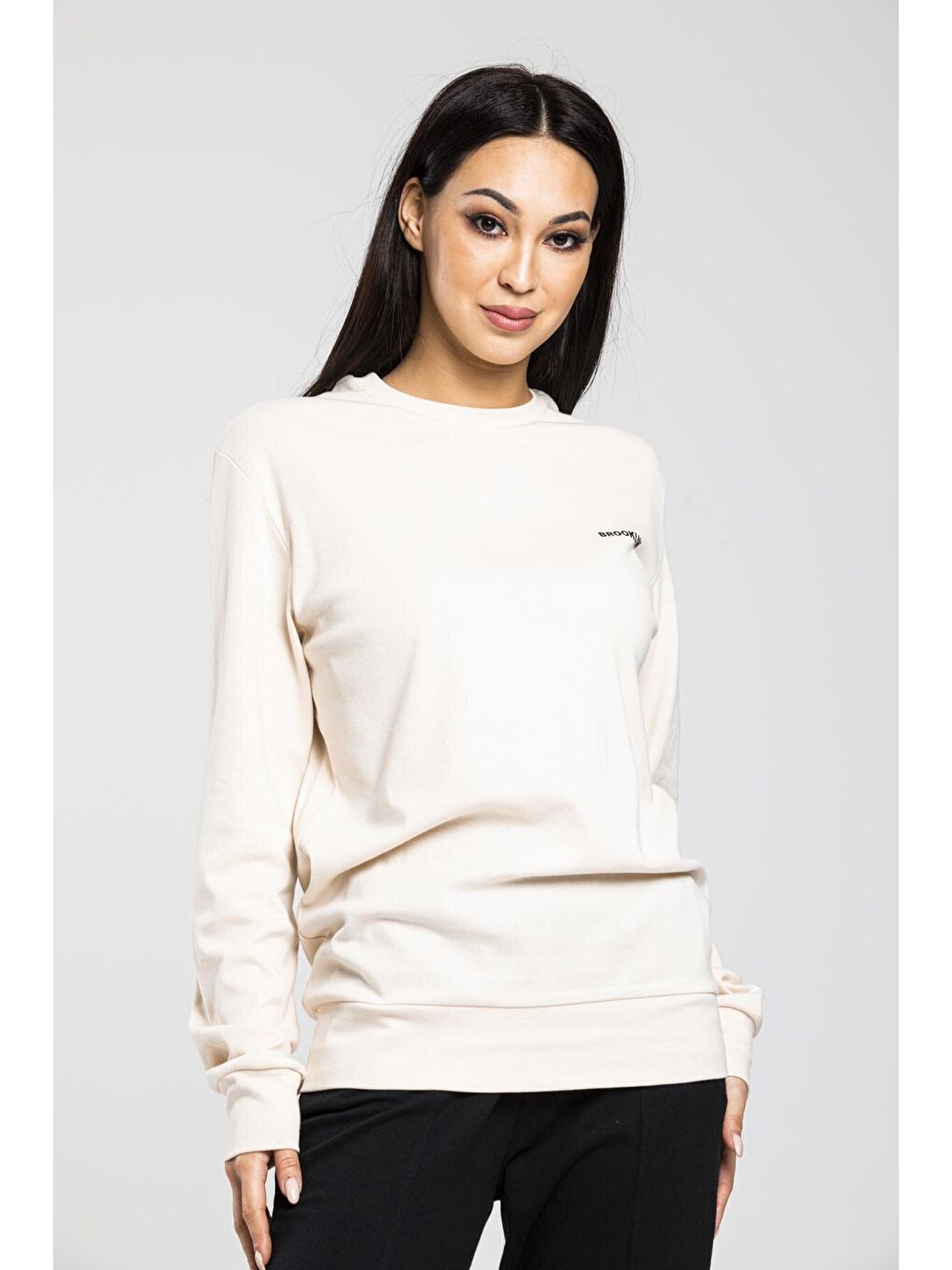 Süperlife Ekru Bisiklet Yaka Uzun Kollu Dar Kalıp İnce Sweatshirt SPR21K18 - 3