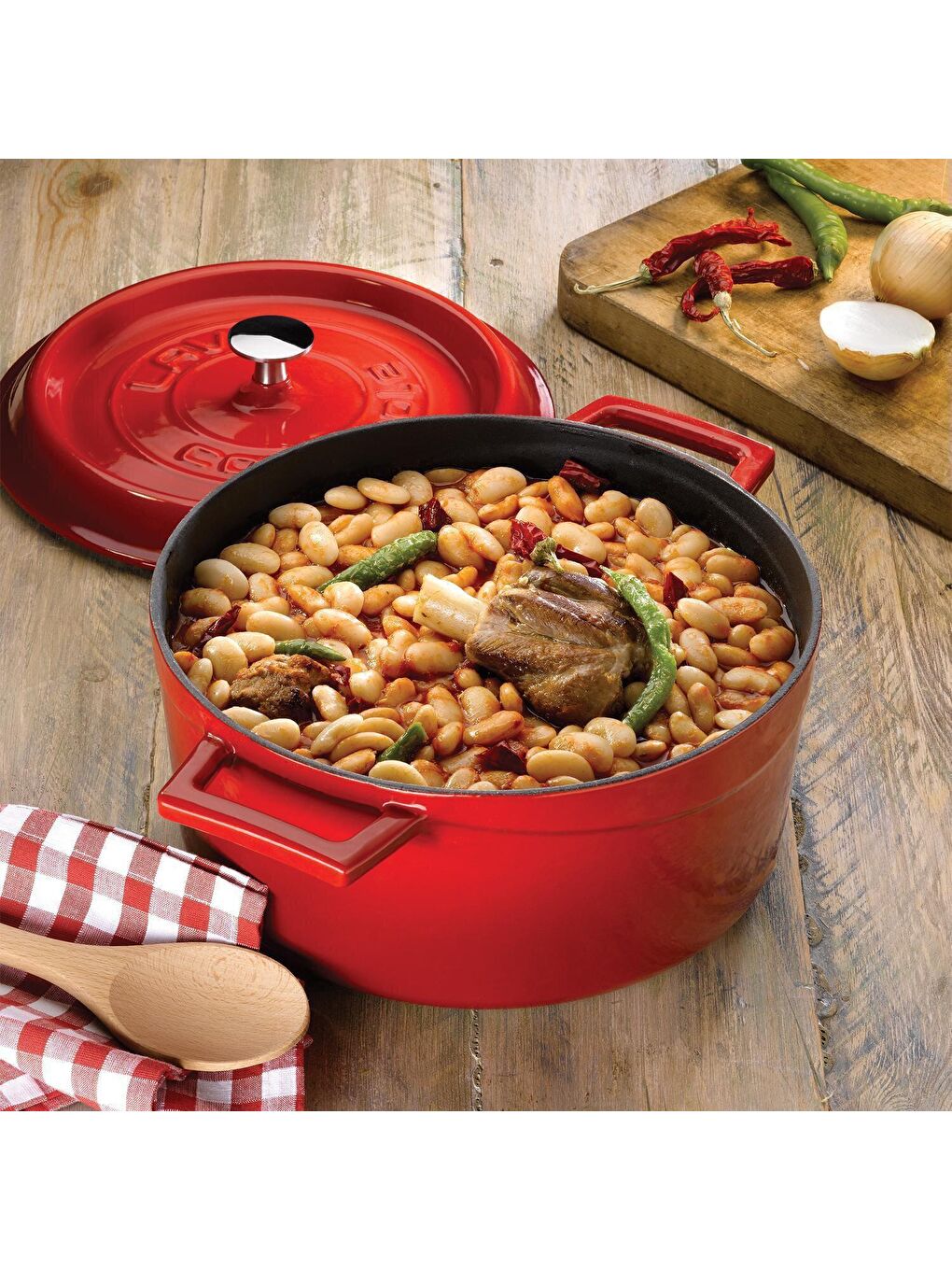 Kırmızı Yuvarlak Tencere. Trendy Çap(Ø) 32cm.-3