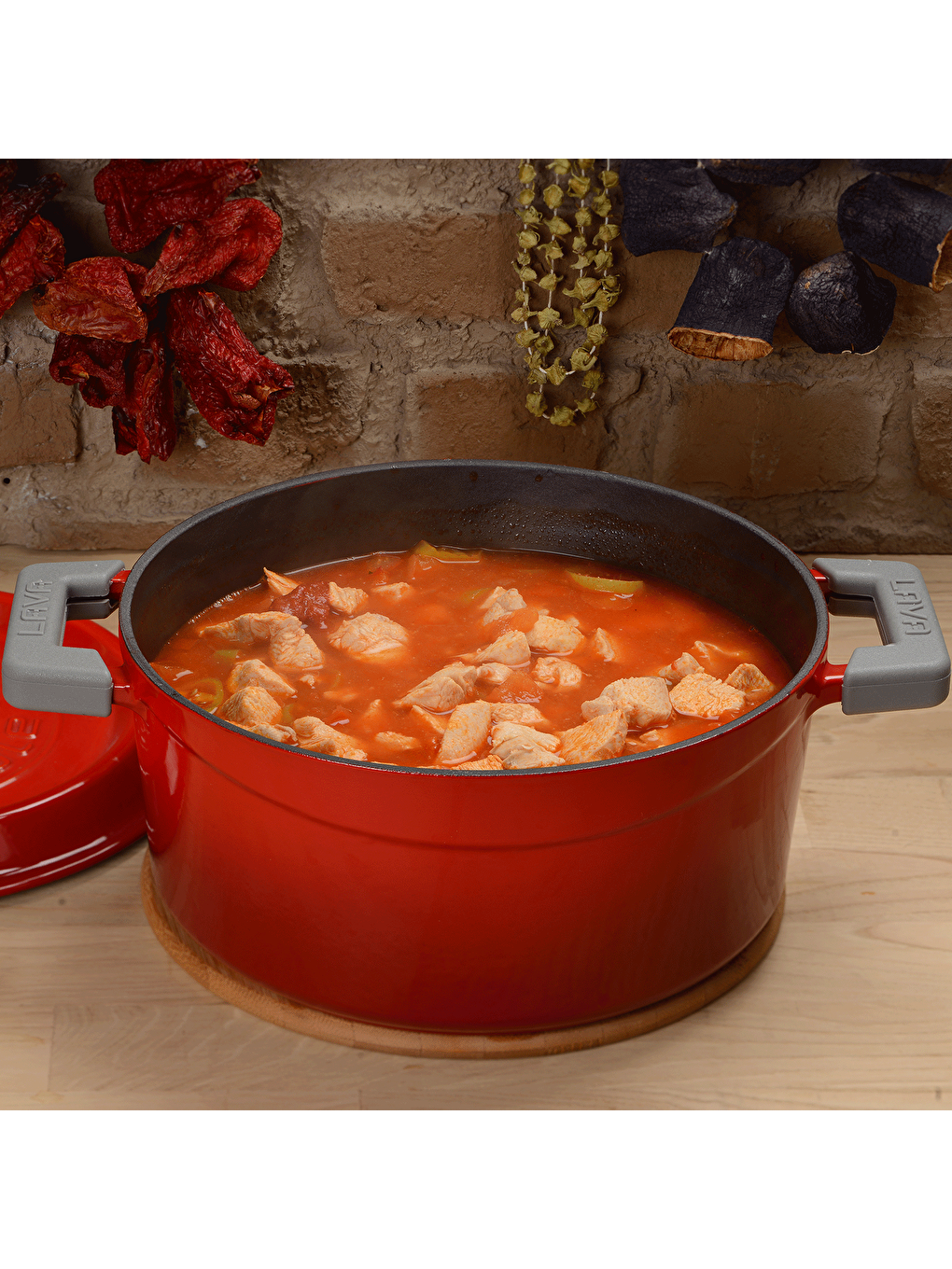 Kırmızı Yuvarlak Tencere. Trendy Çap(Ø) 32cm.-4