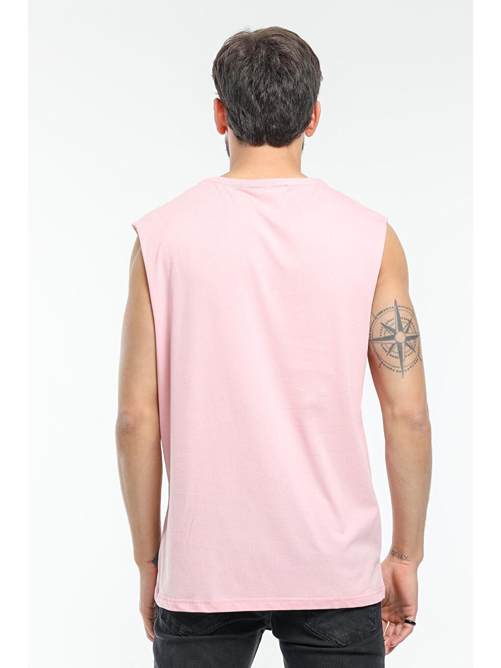 Süperlife Pembe Erkek Bisiklet Yaka Oversize Fit Tişort SPR21Y03 - 2