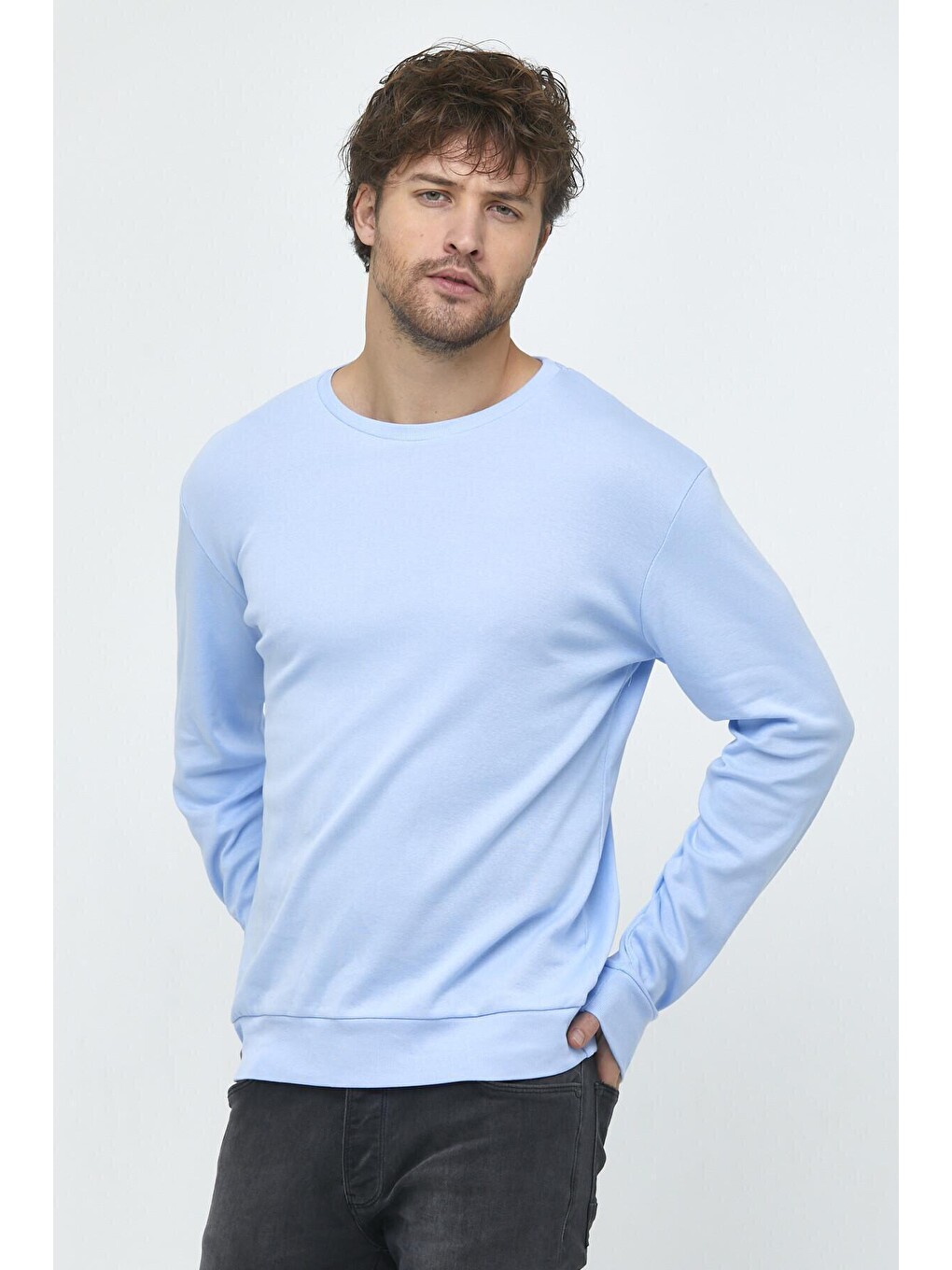 Mavi Erkek Bisiklet Yaka Slim Fit İnce Sweatshirt Spr 20k17