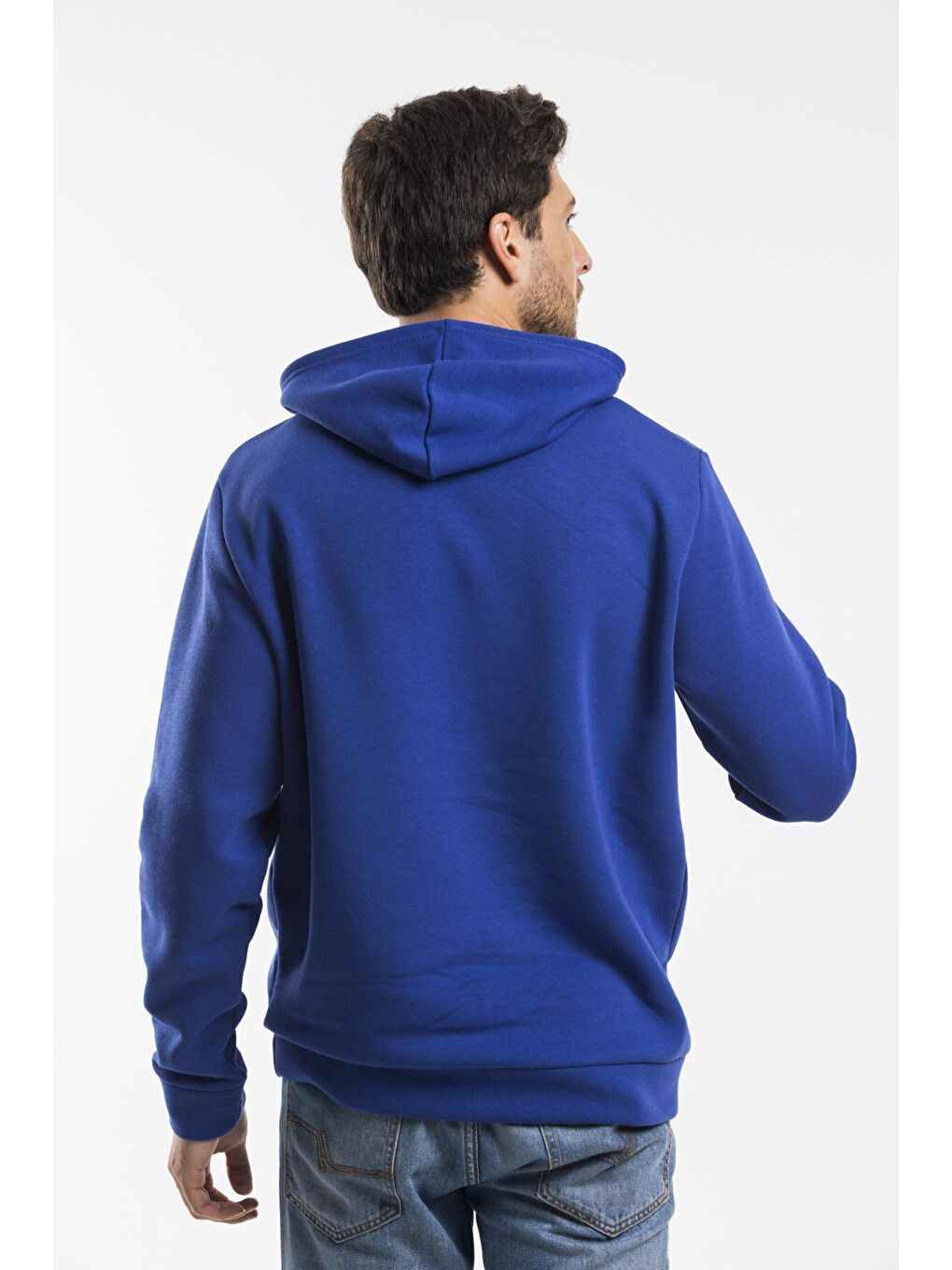 Süperlife Mavi Kapüşonlu Uzun Kollu Baskılı Dar Kalıp İnce Erkek Hoodie SPR 2019K61 - 1