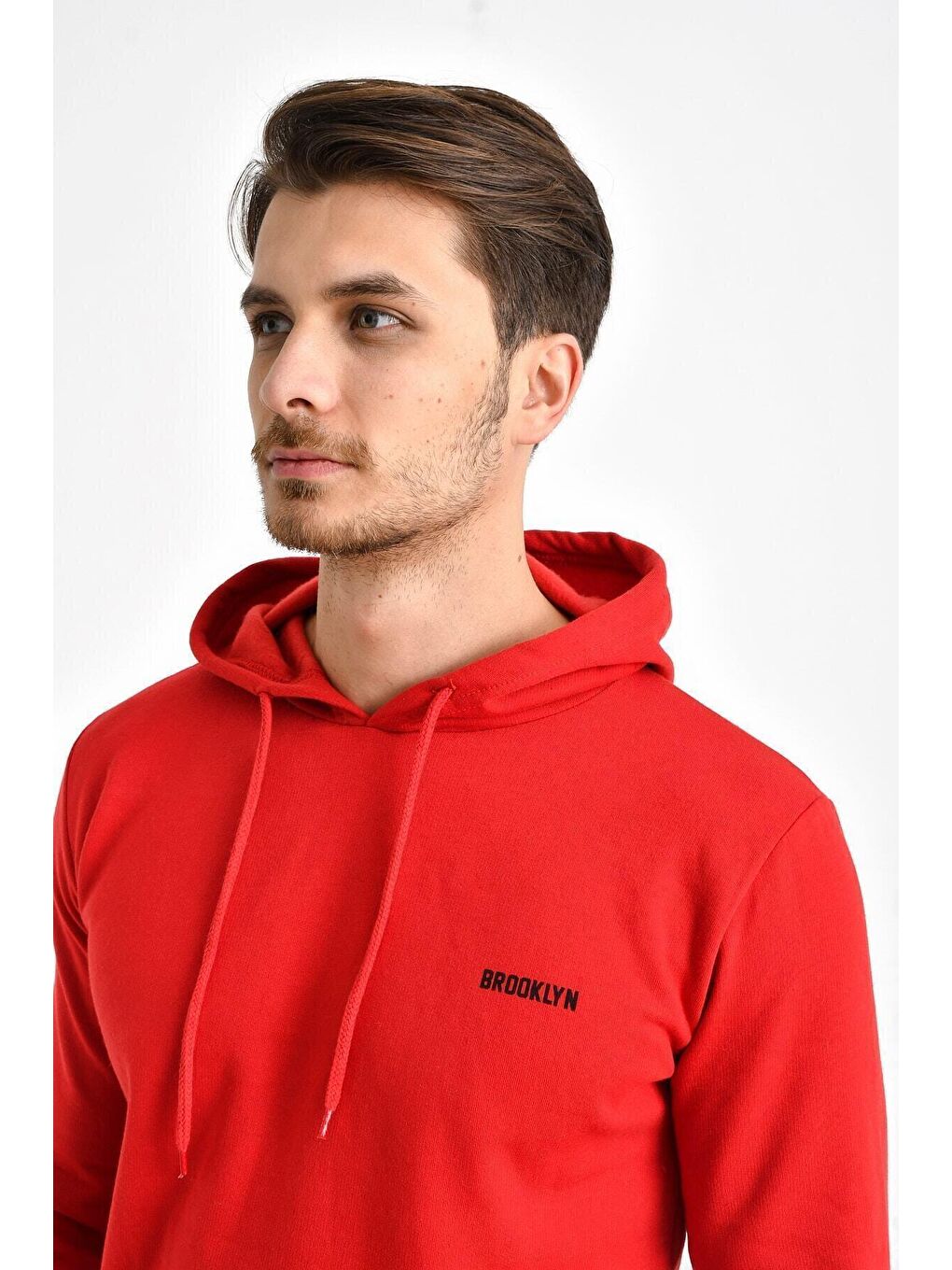 Süperlife Kırmızı Kapüşonlu Uzun Kollu Baskılı Dar Kalıp İnce Erkek Sweatshirt SPR 2019K61 - 4