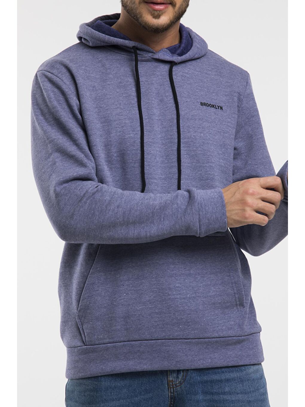 Süperlife İndigo Kapüşonlu Uzun Kollu Baskılı Dar Kalıp İnce Erkek Sweatshirt SPR 2019K61 - 1