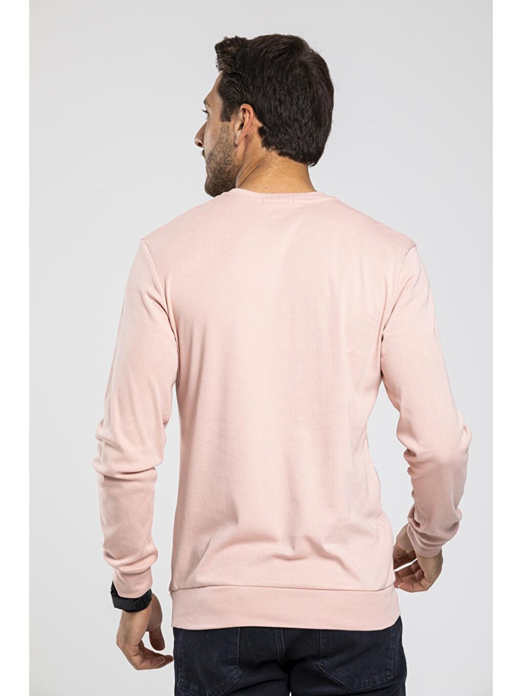 Süperlife Pembe Bisiklet Yaka Uzun Kollu Dar Kalıp İnce Erkek Sweatshirt SPR2019K18 - 2