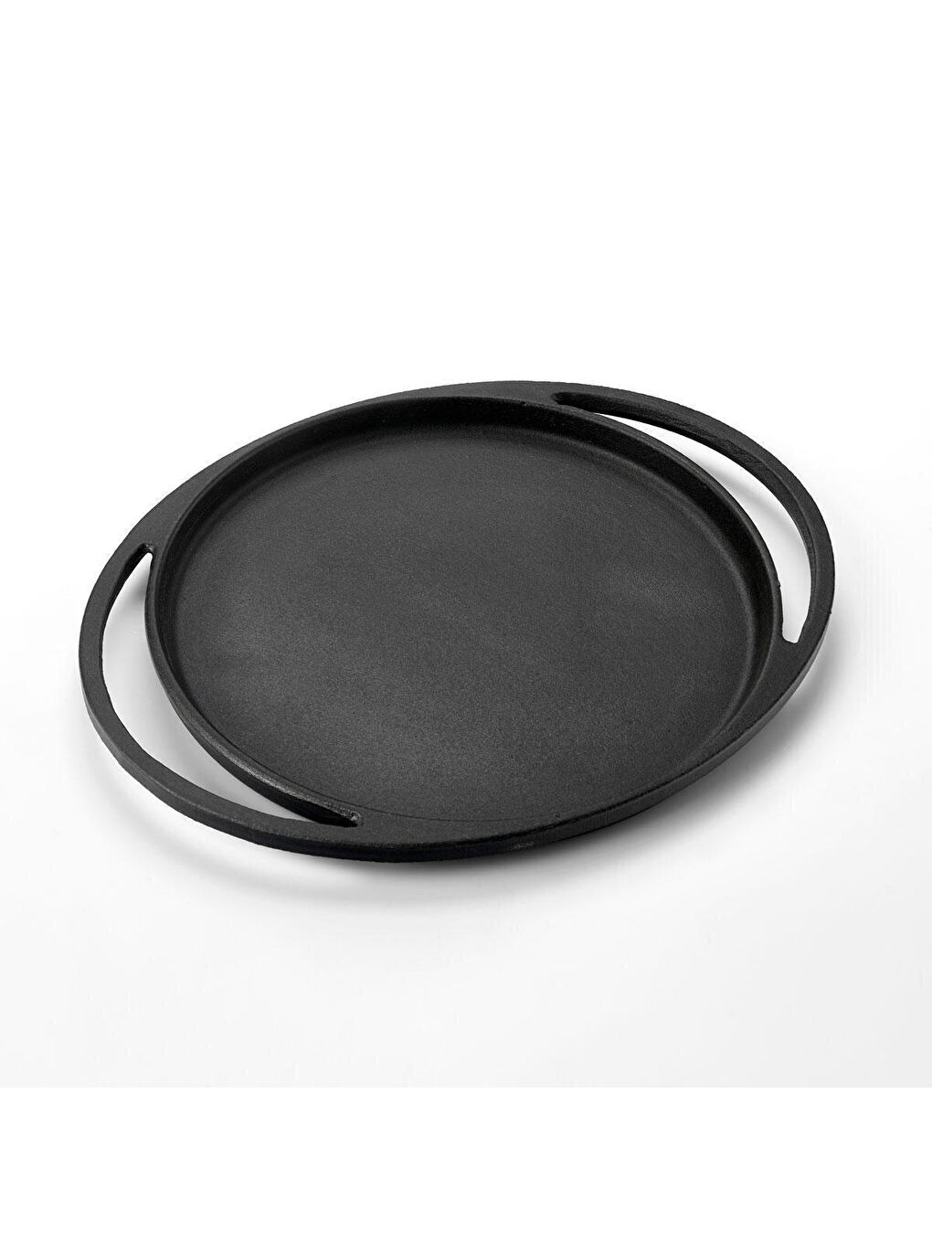 Siyah Yuvarlak Pizza Krep Pankek Tavası Döküm Demir Yekpare Çift Kulplu Çap(Ø)20cm.-1