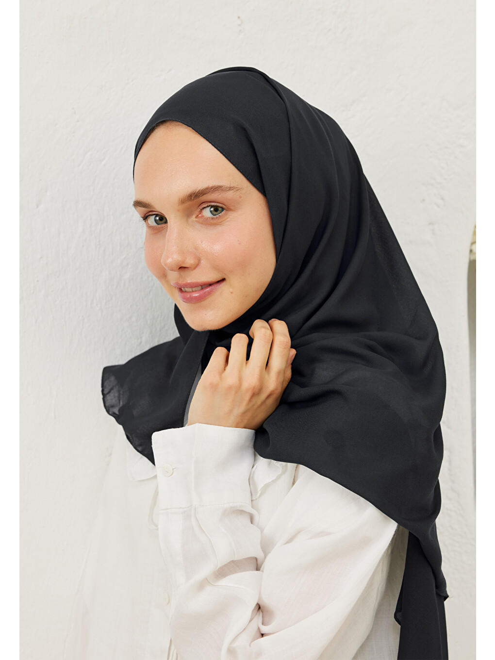 Siyah Rami Viskon Şal Kömür-2