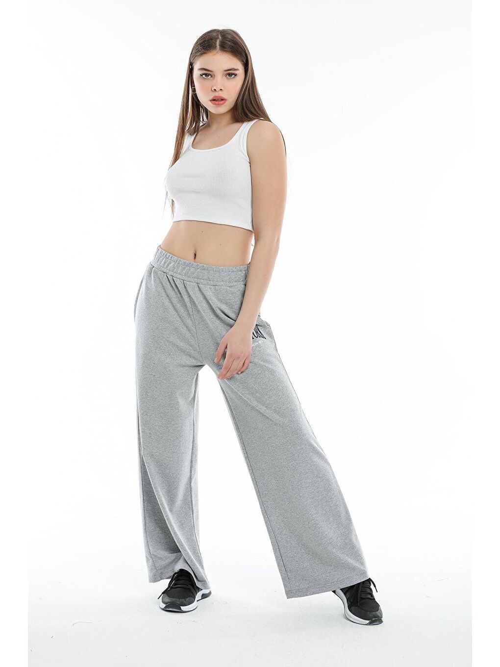 Gri Kadın Bol Paça Eşofman Altı SPR21Y60-1