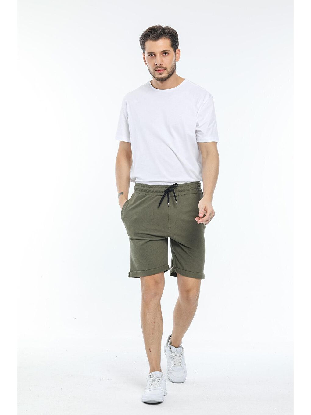 Haki Regular Fit Duble Paça Erkek Şort SPR21Y51