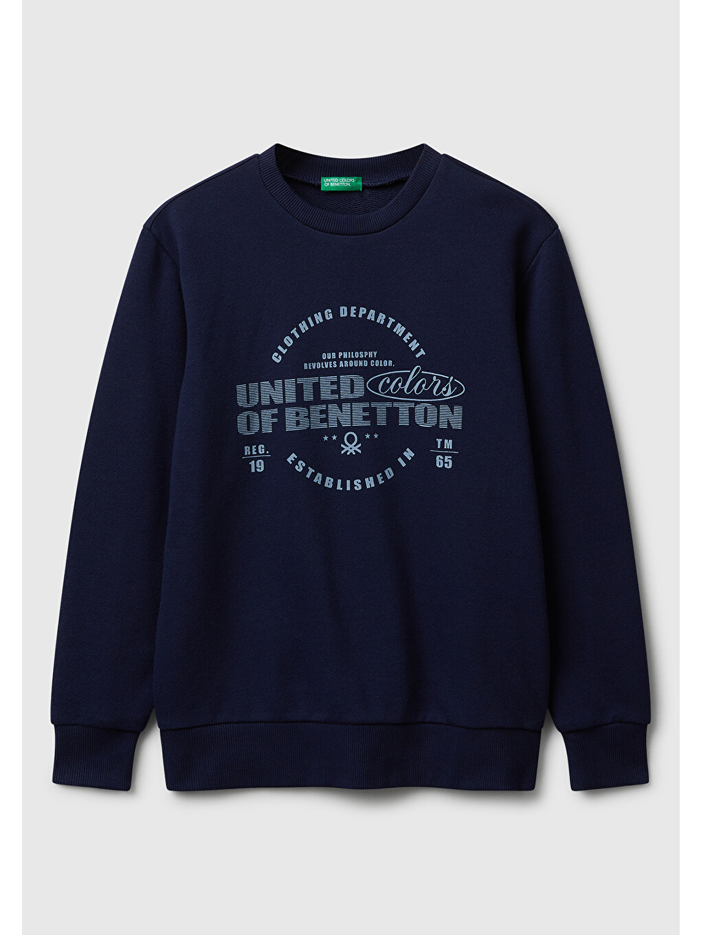 Erkek Çocuk Lacivert Önü Logo Baskılı Bisiklet Yaka Regular Fit Sweatshirt