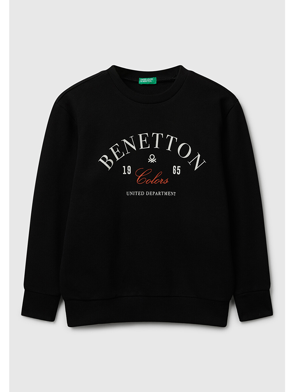 Erkek Çocuk Siyah Önü Logo Baskılı Bisiklet Yaka Regular Fit Sweatshirt