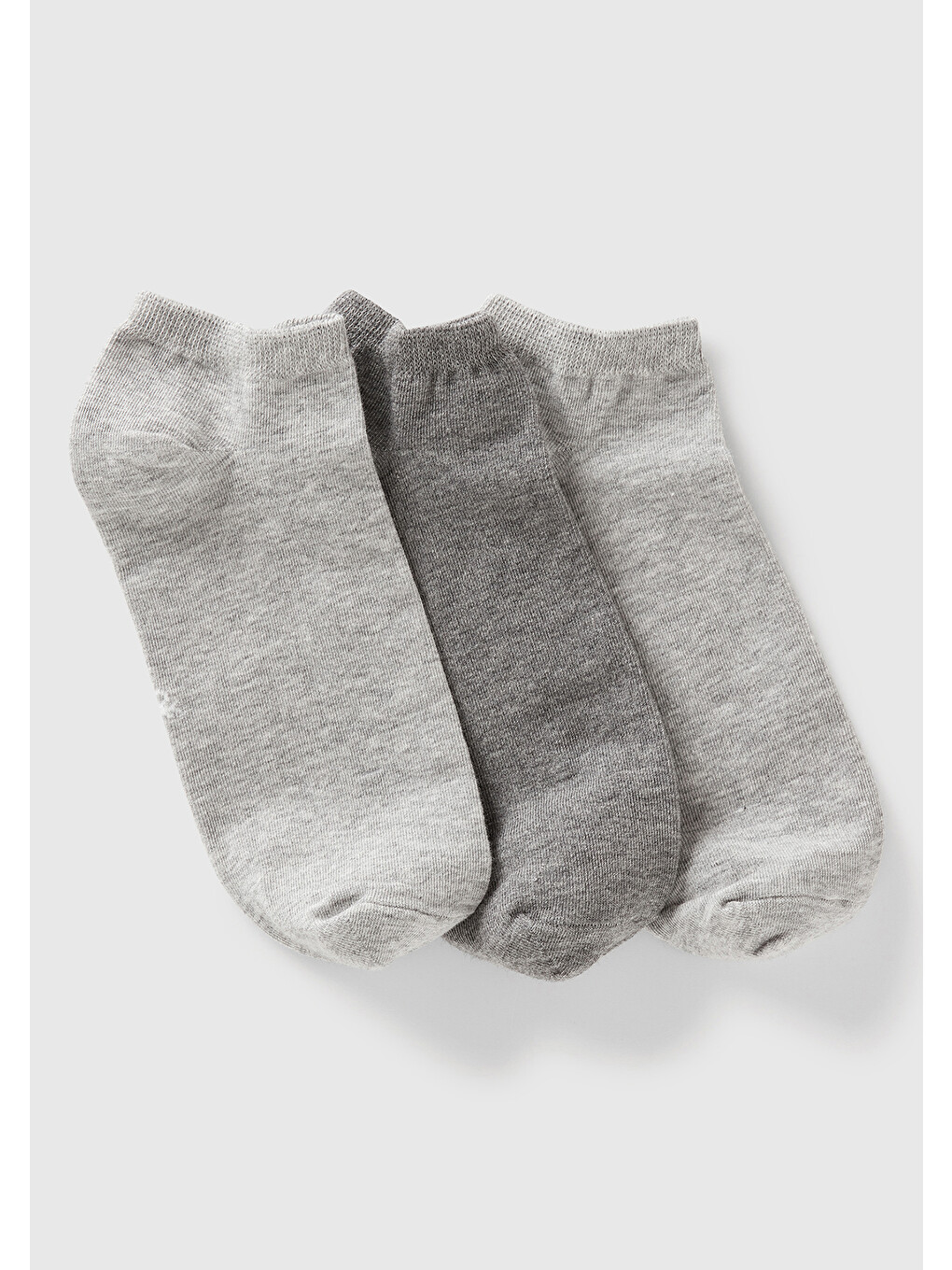 Unisex Gri 3'lü Patik Çorap