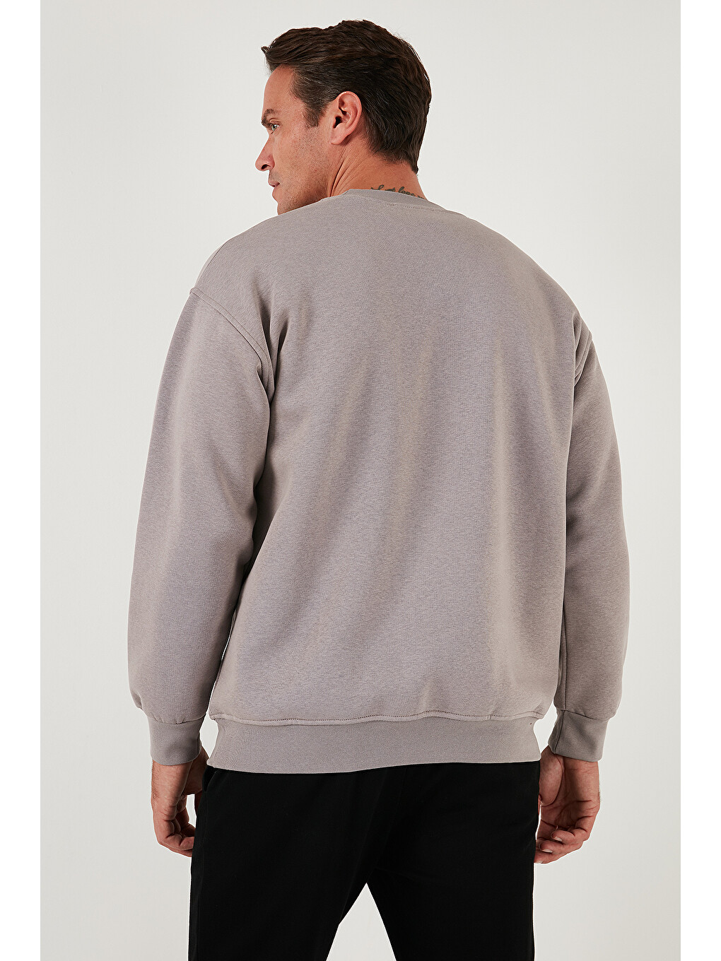 Antrasit Regular Fit Bisiklet Yaka Pamuklu İçi Tüylü Yumuşak Şardonlu Erkek Sweatshirt 5905255-5