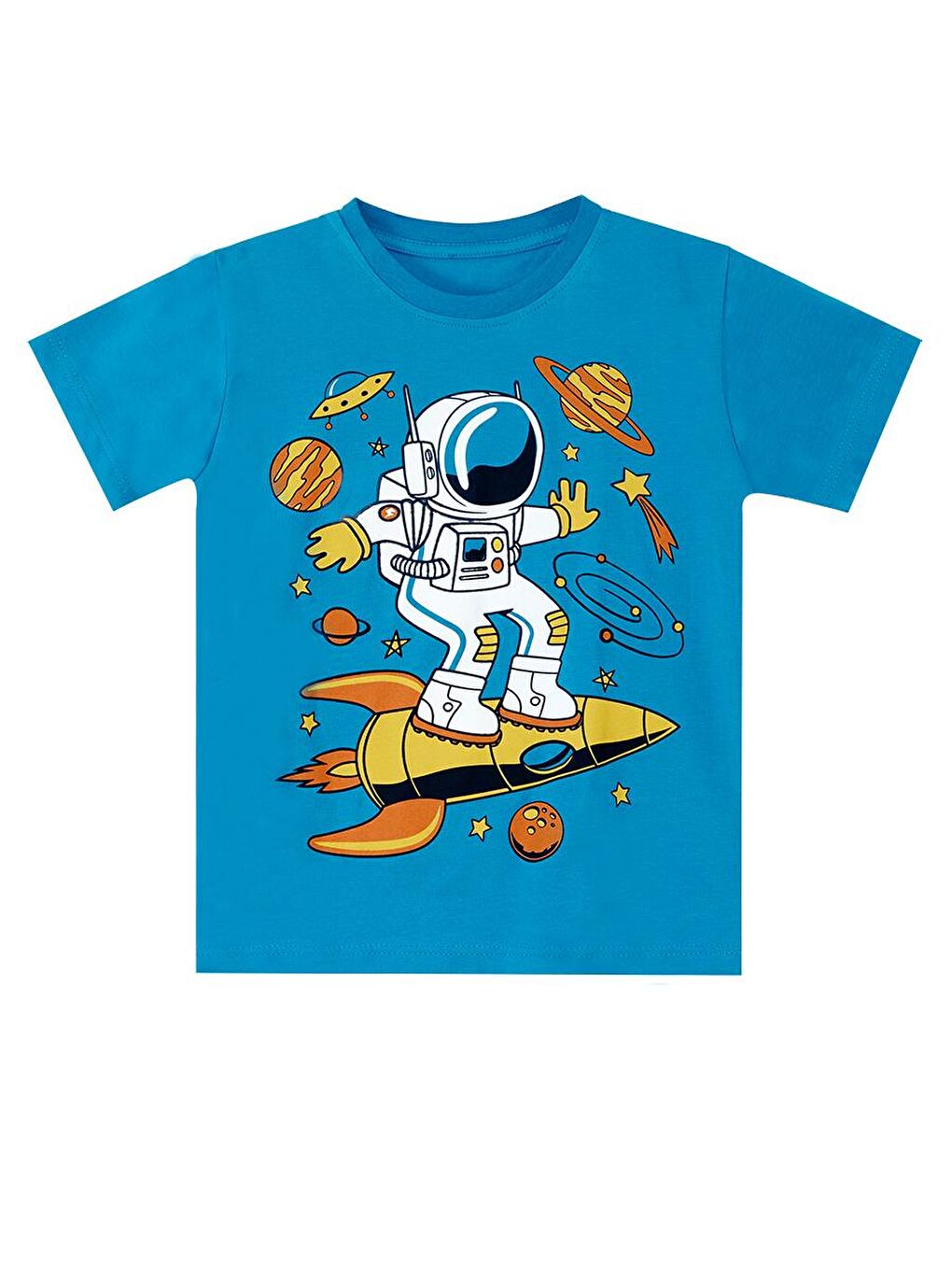 MSHB&G Mavi Astronot Erkek Çocuk T-shirt Kapri Şort Takım - 4