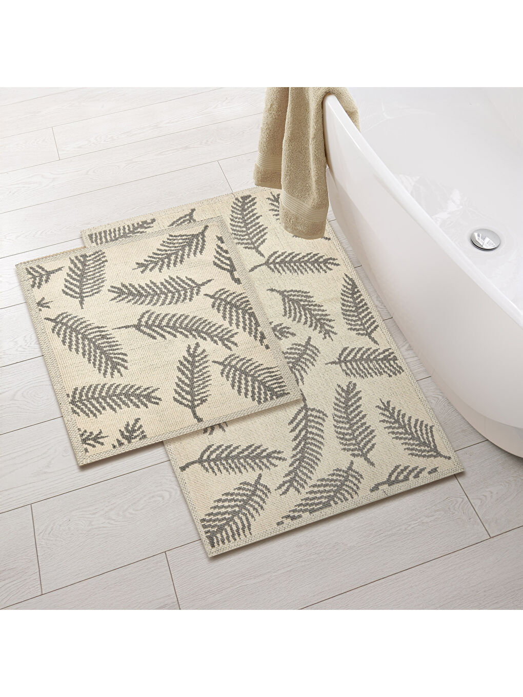 Evidea Soft Folia 2'li Banyo Paspası - Gri - 60x100 cm + 50x60 cm - 2