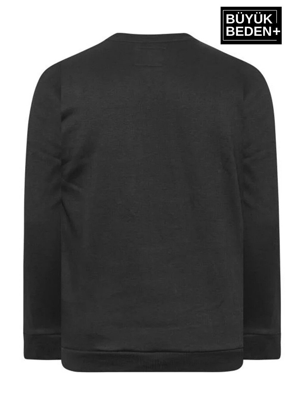 Siyah El Yazılı California Baskılı İnce Bisiklet Yaka Erkek Büyük Beden Sweatshirt Spr25bsw63-2