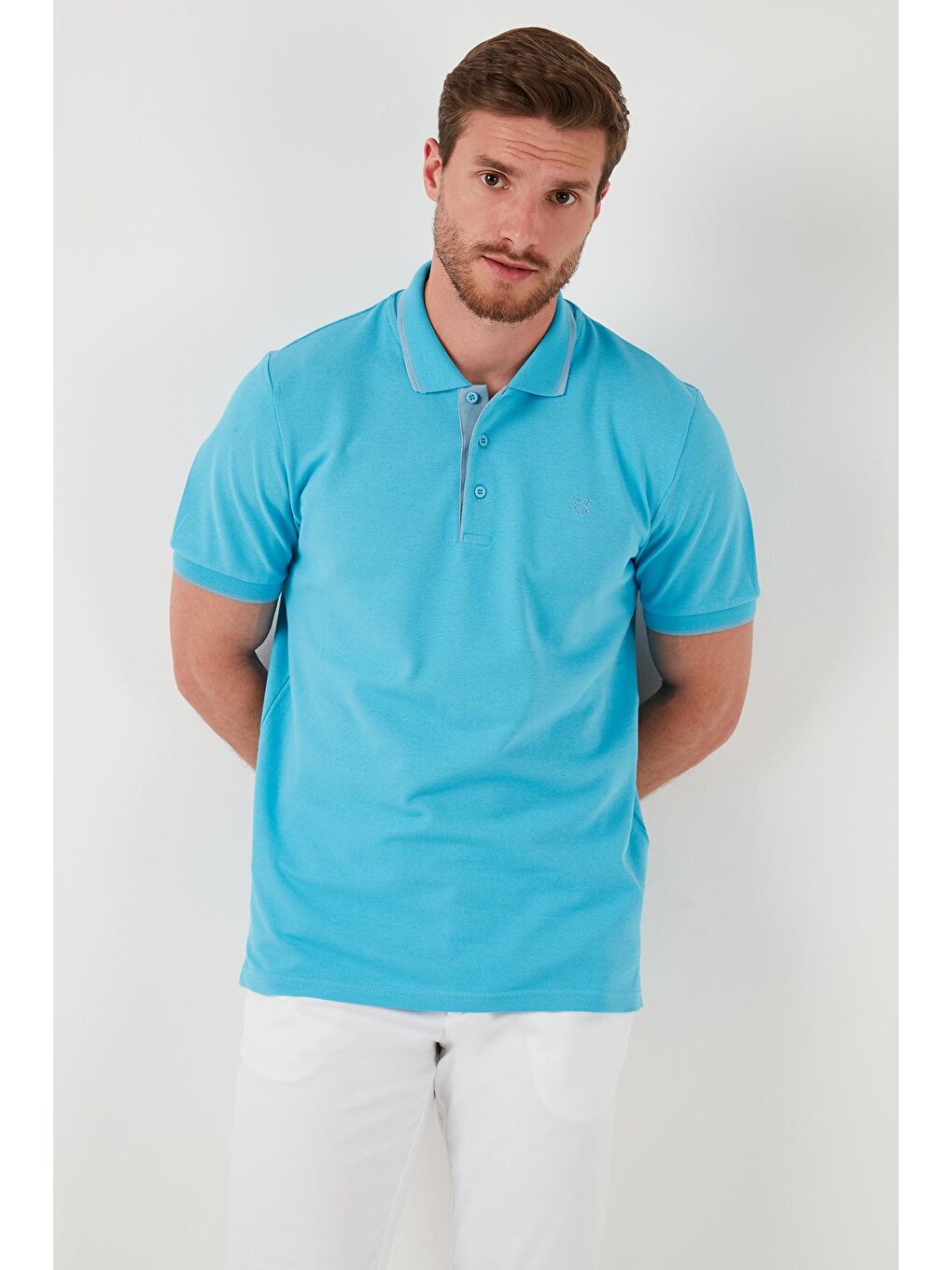 Buratti Mavi %100 Pamuk Düğmeli Regular Fit Polo Tişört 5902118 - 5