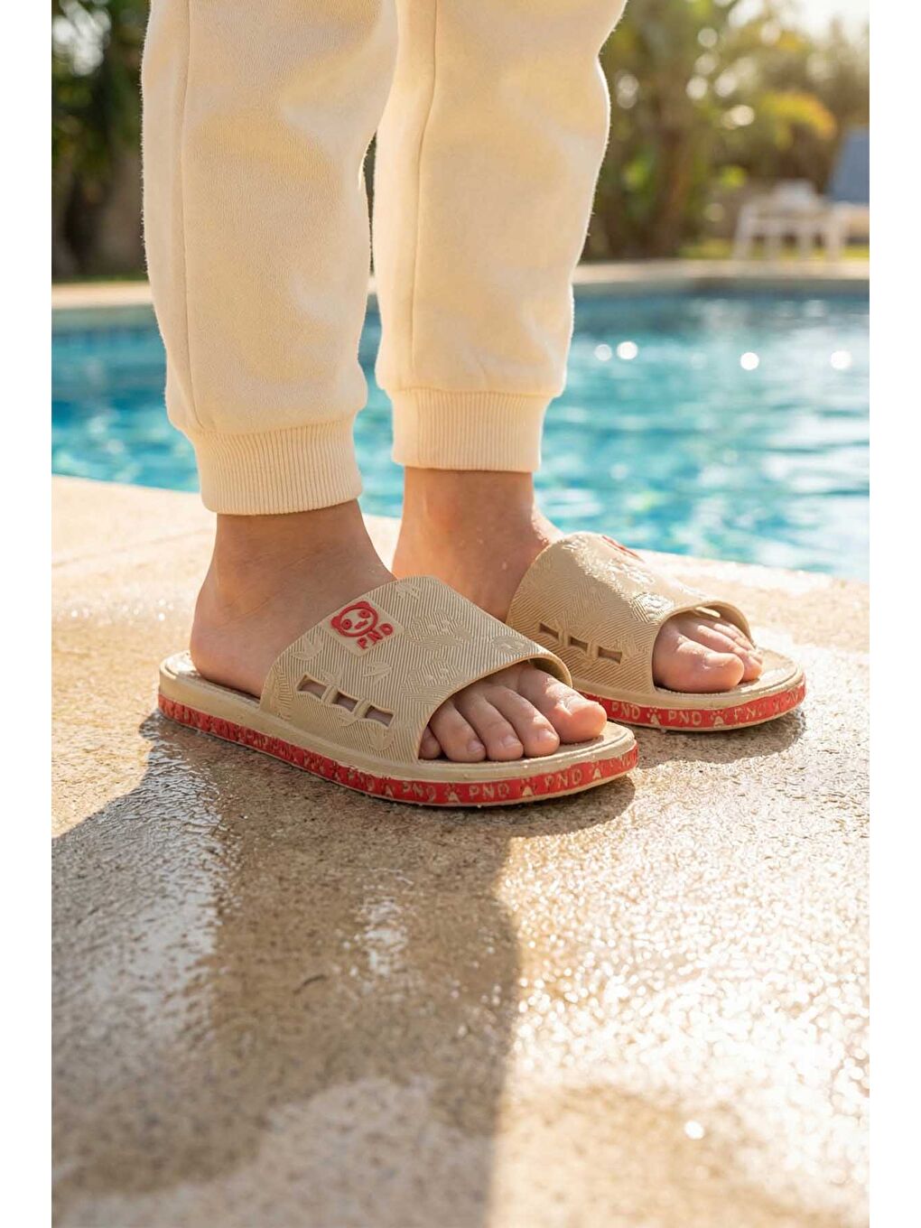 Bej Kız Çocuk Airblow Yazlık Islak Zemine Uygun Ev Bahçe Banyo Havuz Terlik