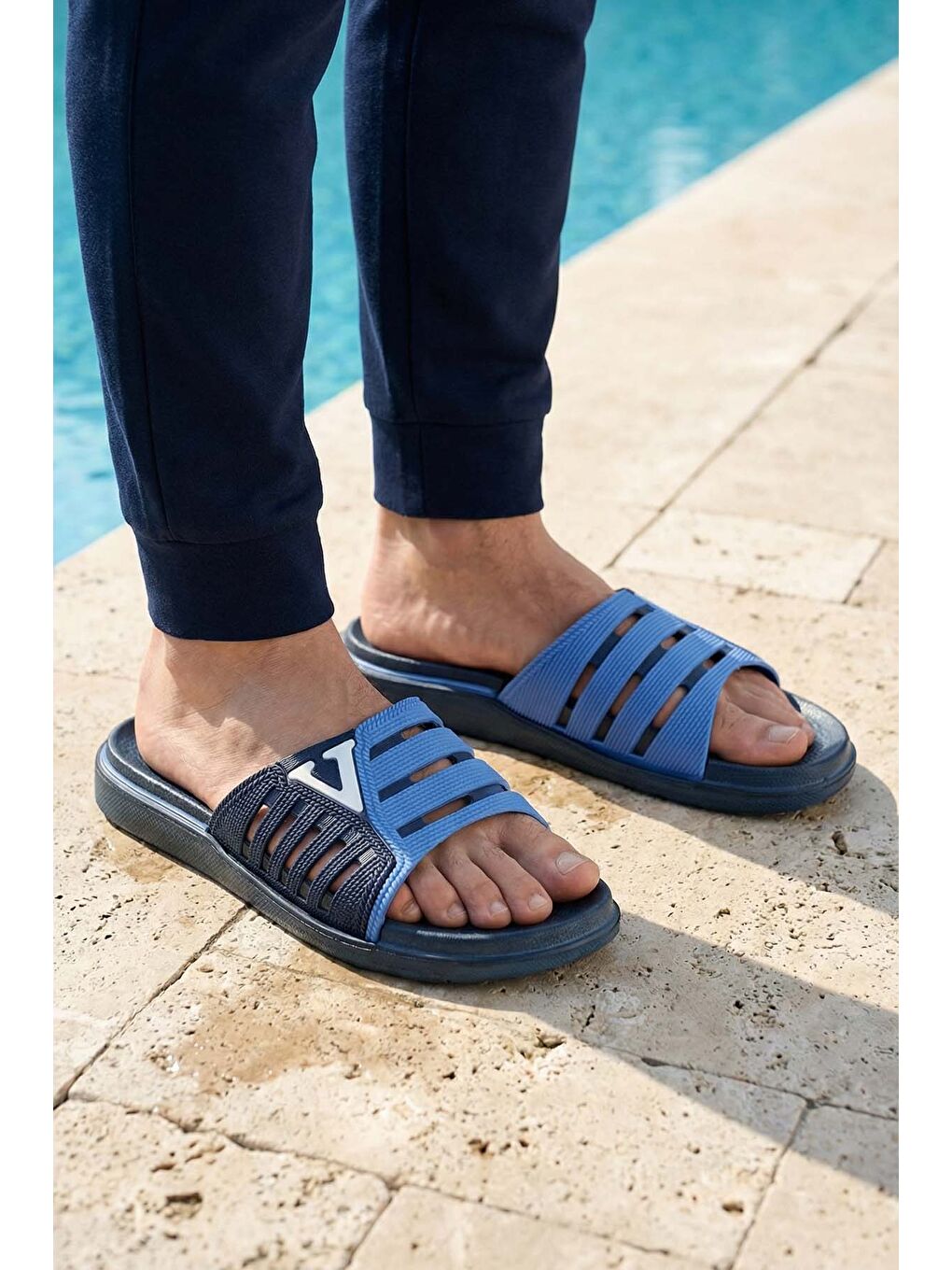 Lacivert Yazlık Eva Erkek Terlik