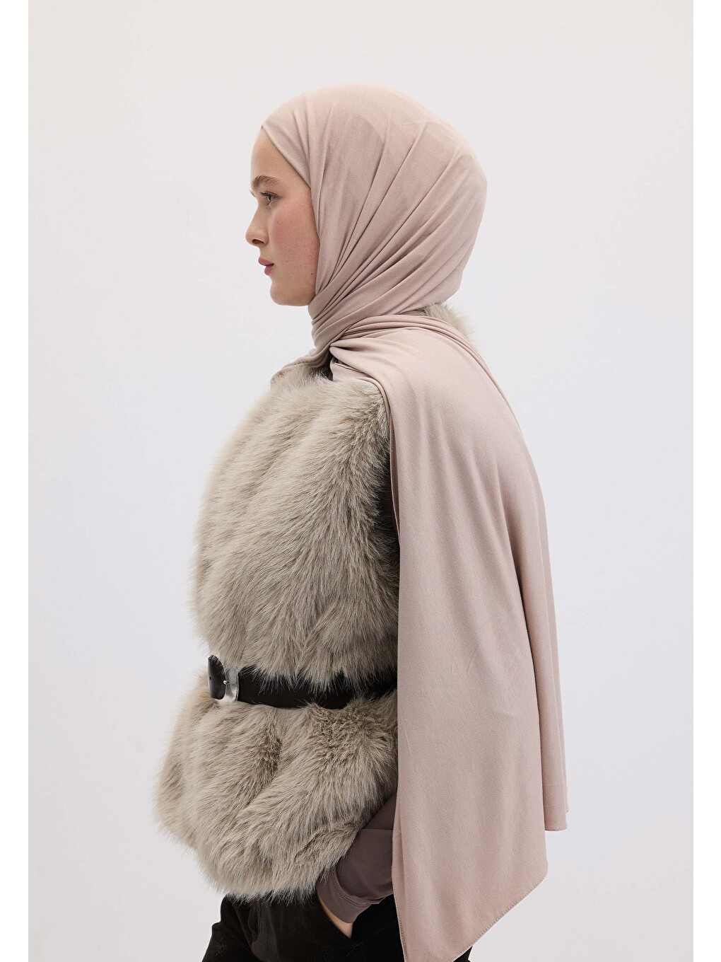 Pembe Bambu Penye Şal Vıntage Rose-6