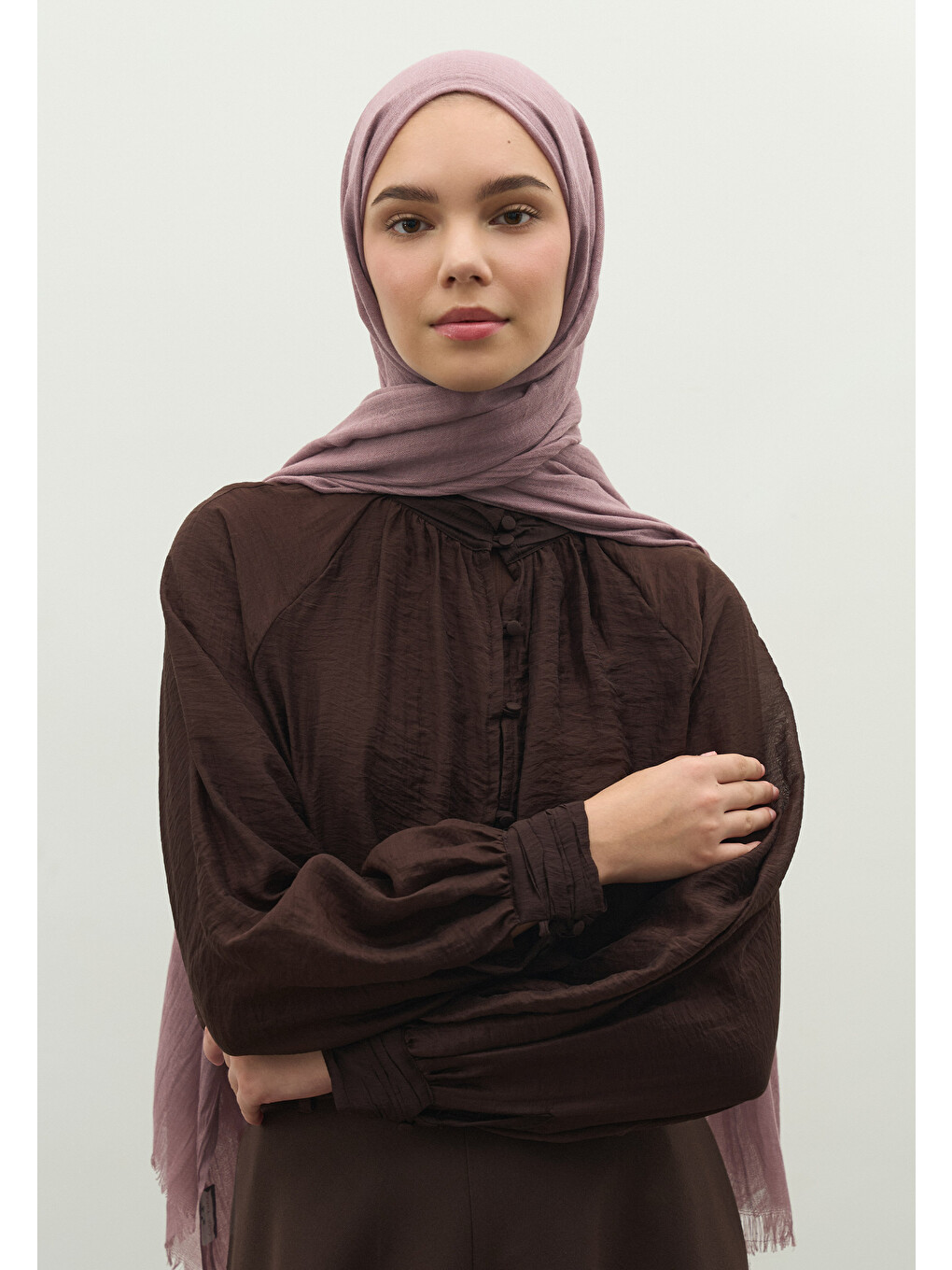 Pembe Kaşmir Dokulu Şal Gül Kurusu