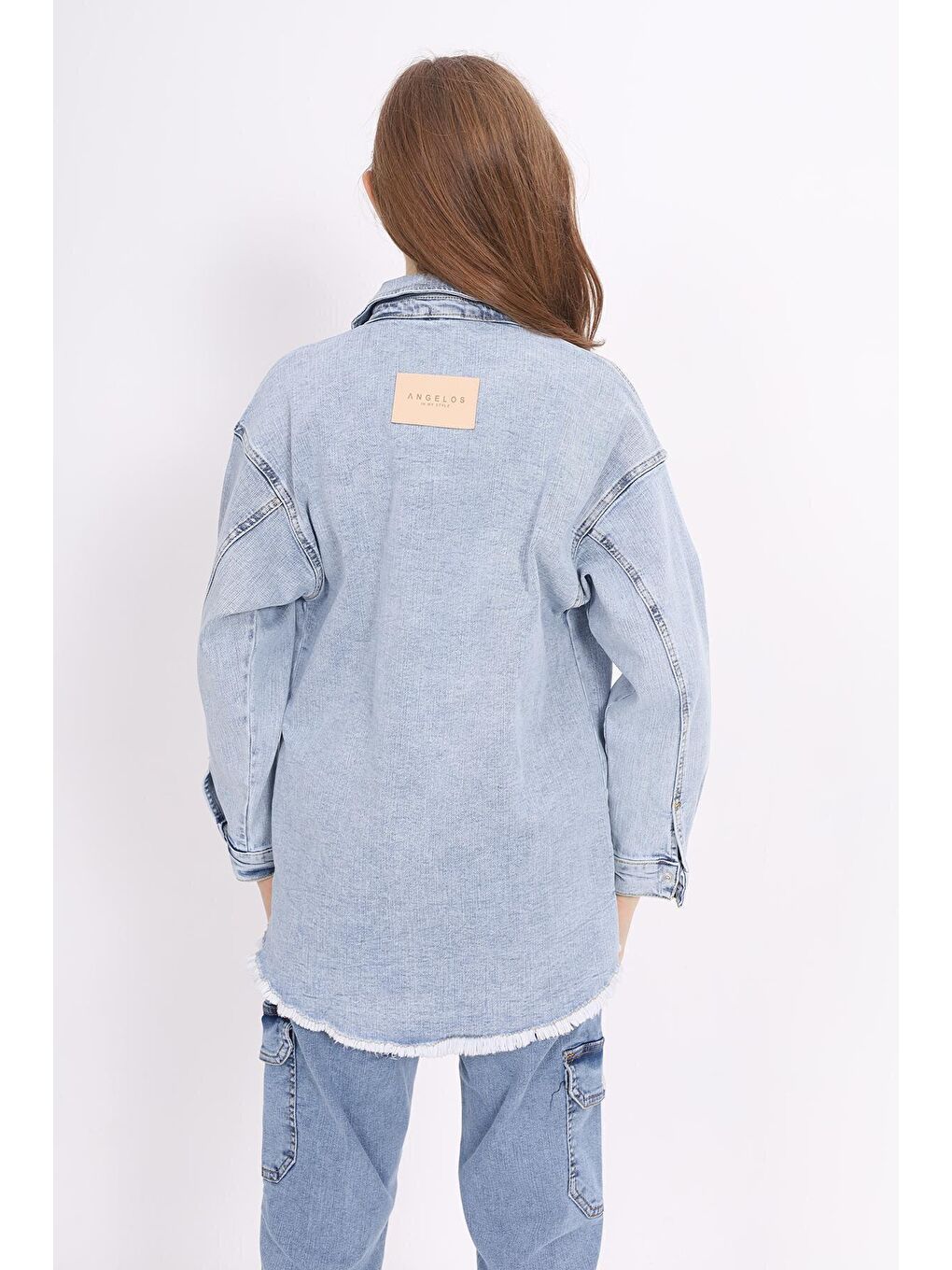 Mavi Kız Çocuk Jean Gömlek 9-14 Yaş Lx221-2