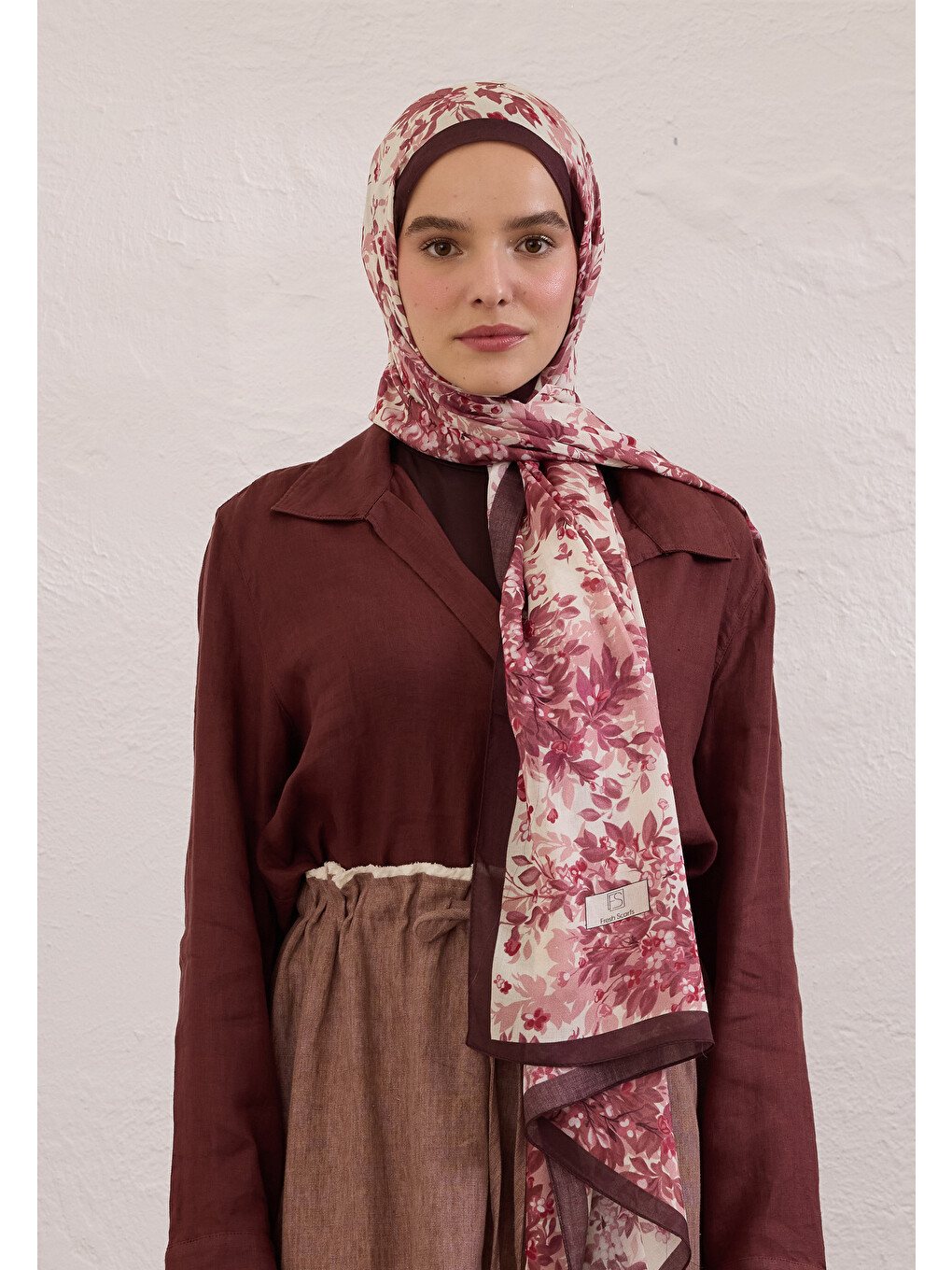 Pembe Emmett Desen Rami Şal Gül Kurusu-5